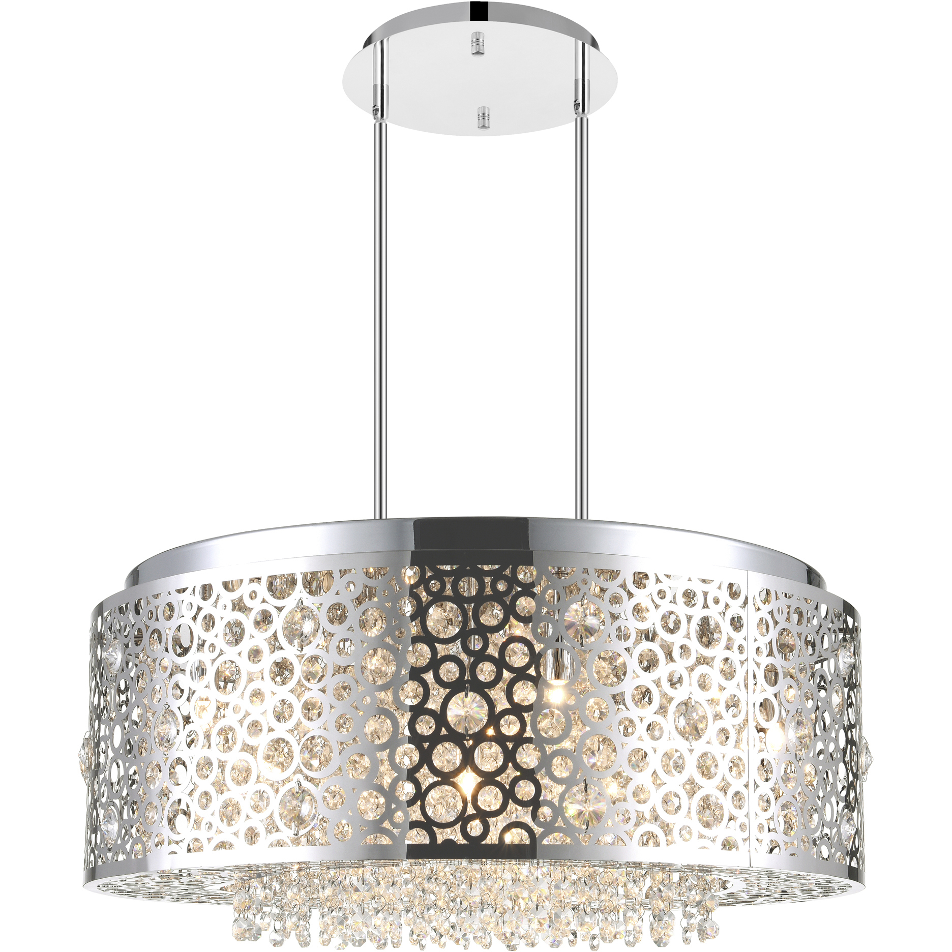 Bubbles 9 Light 24 inch Chrome Drum Shade Chandelier Ceiling Light