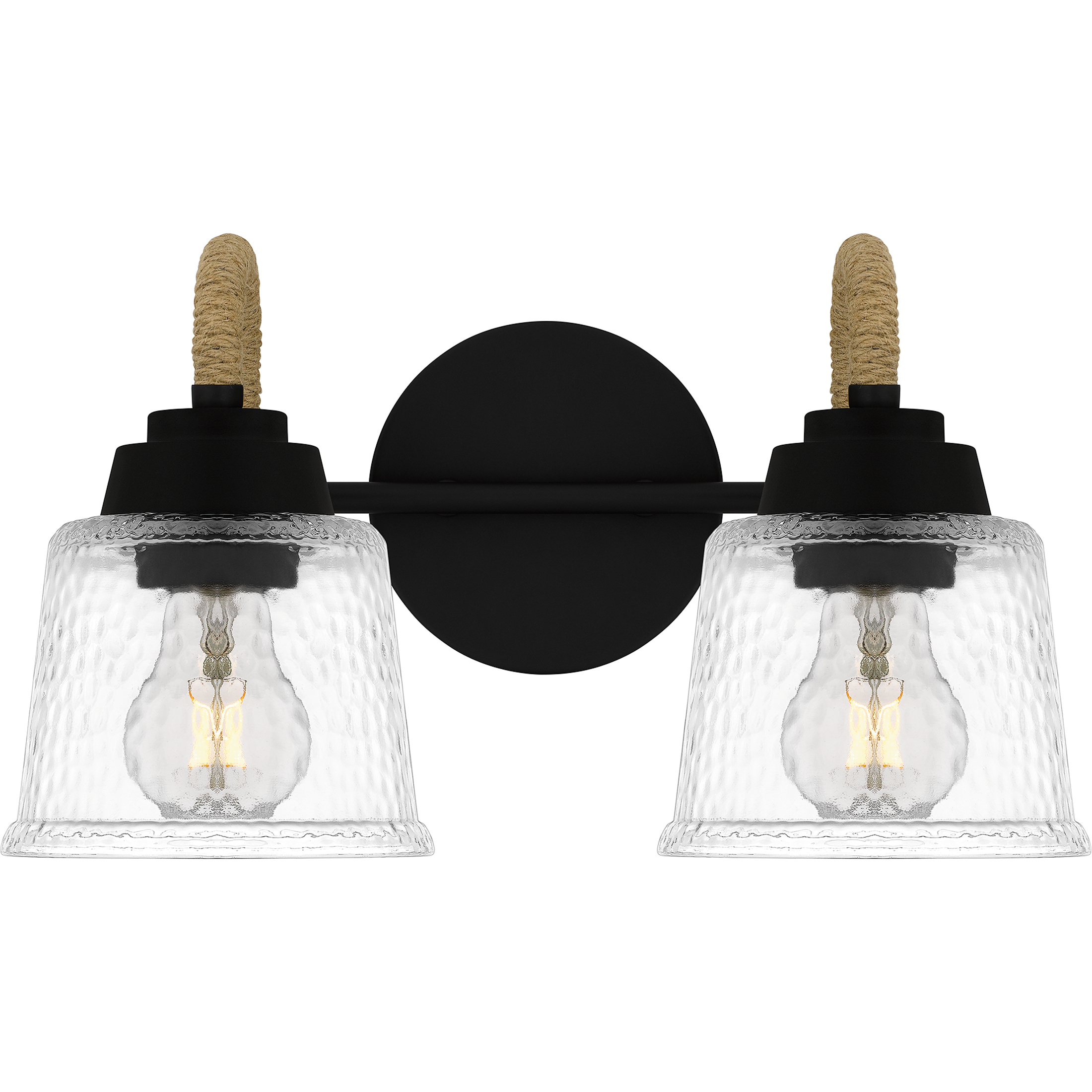 Seabreeze 2 Light 14.5 inch Matte Black Bath Light Wall Light, Medium