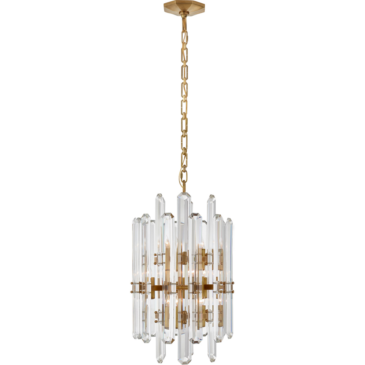AERIN Bonnington 12 Light 16 inch Hand-Rubbed Antique Brass Chandelier Ceiling Light in Crystal