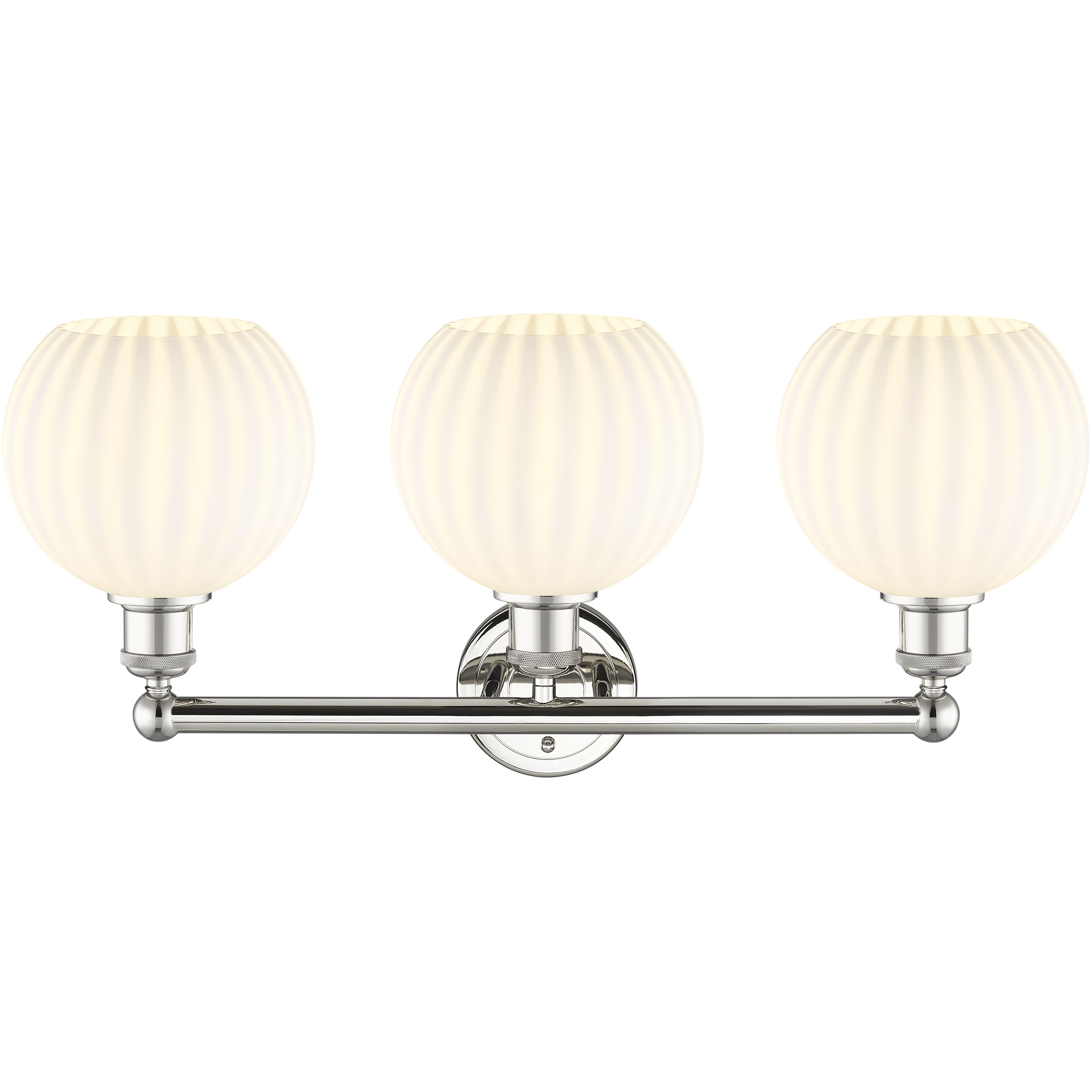 Edison White Venetian 3 Light 26 inch Polished Nickel Bath Vanity Light Wall Light