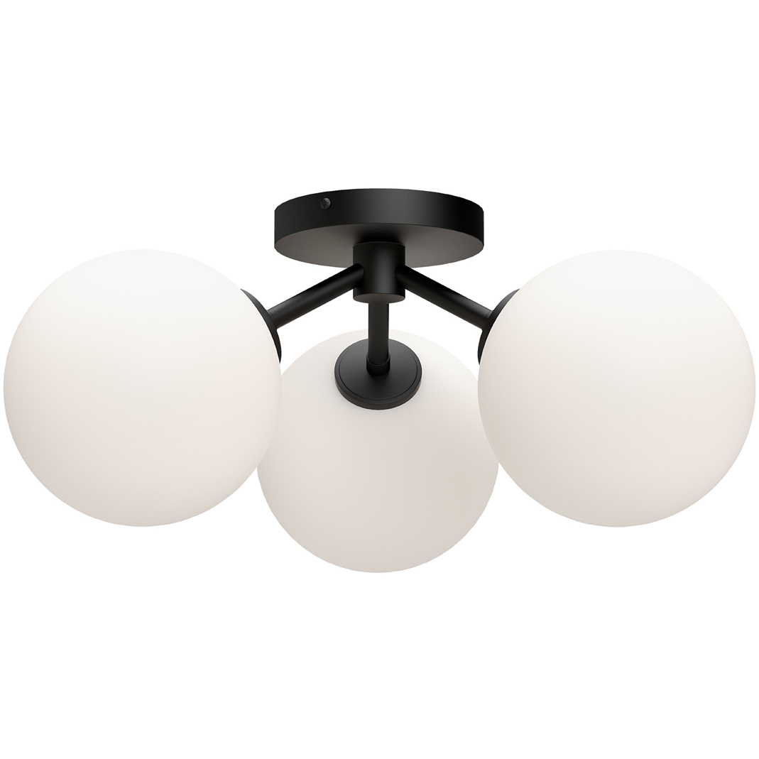 Alora Mood Cassia 3 Light 17.75 inch Matte Black Semi Flush Mount Ceiling Light in Matte Opal Glass