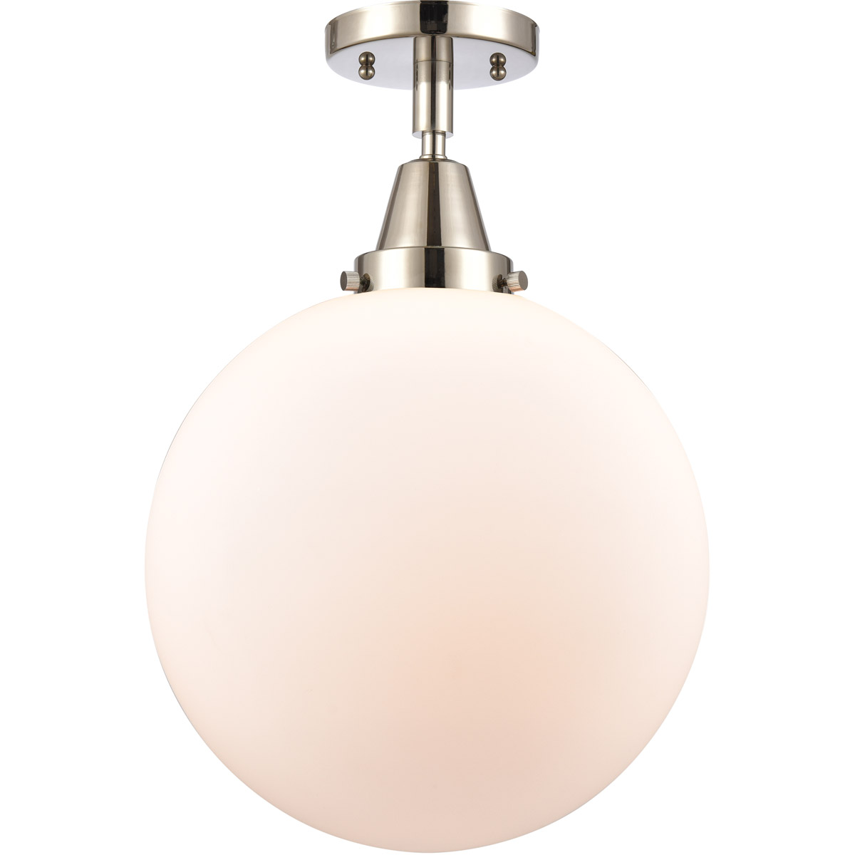 Beacon LED 12 inch Polished Nickel Flush Mount Ceiling Light in Matte White Glass