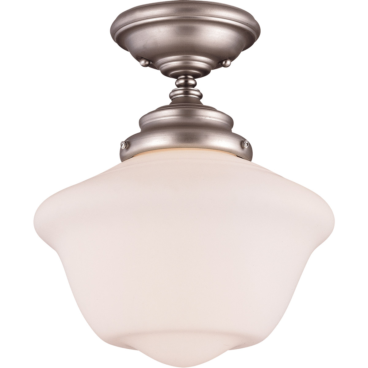School House 1 Light 10 inch Pewter Semi-Flush Ceiling Light