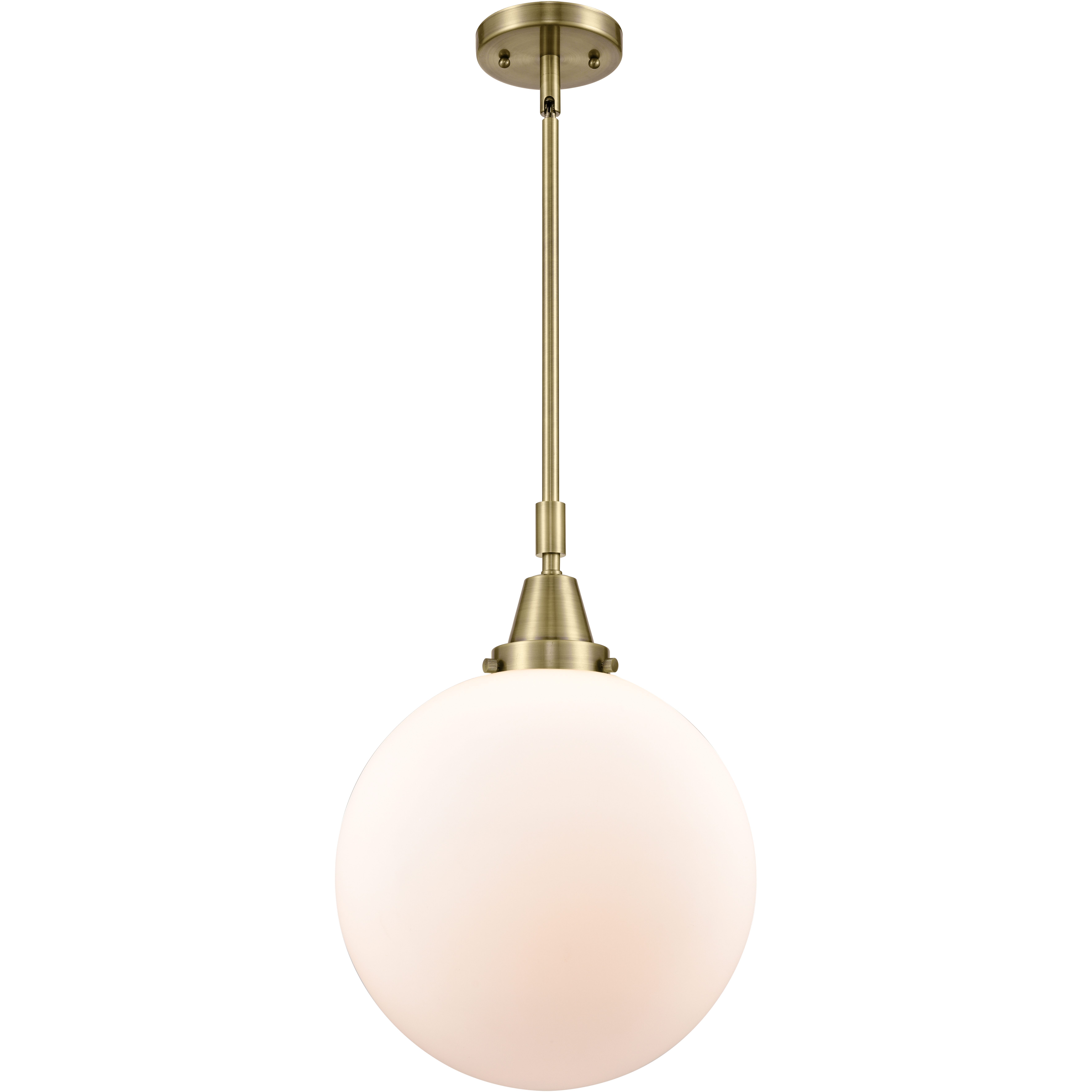 Franklin Restoration Beacon LED 12 inch Antique Brass Mini Pendant Ceiling Light in Matte White Glass
