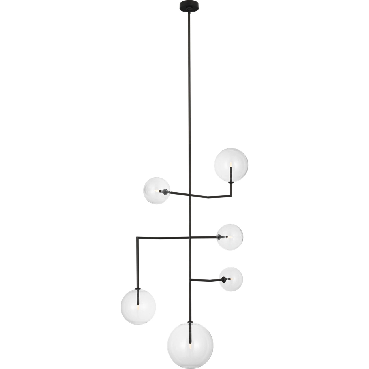 AERIN Linnea LED 26 inch Modern Iron Entry Chandelier Ceiling Light in Clear Glass