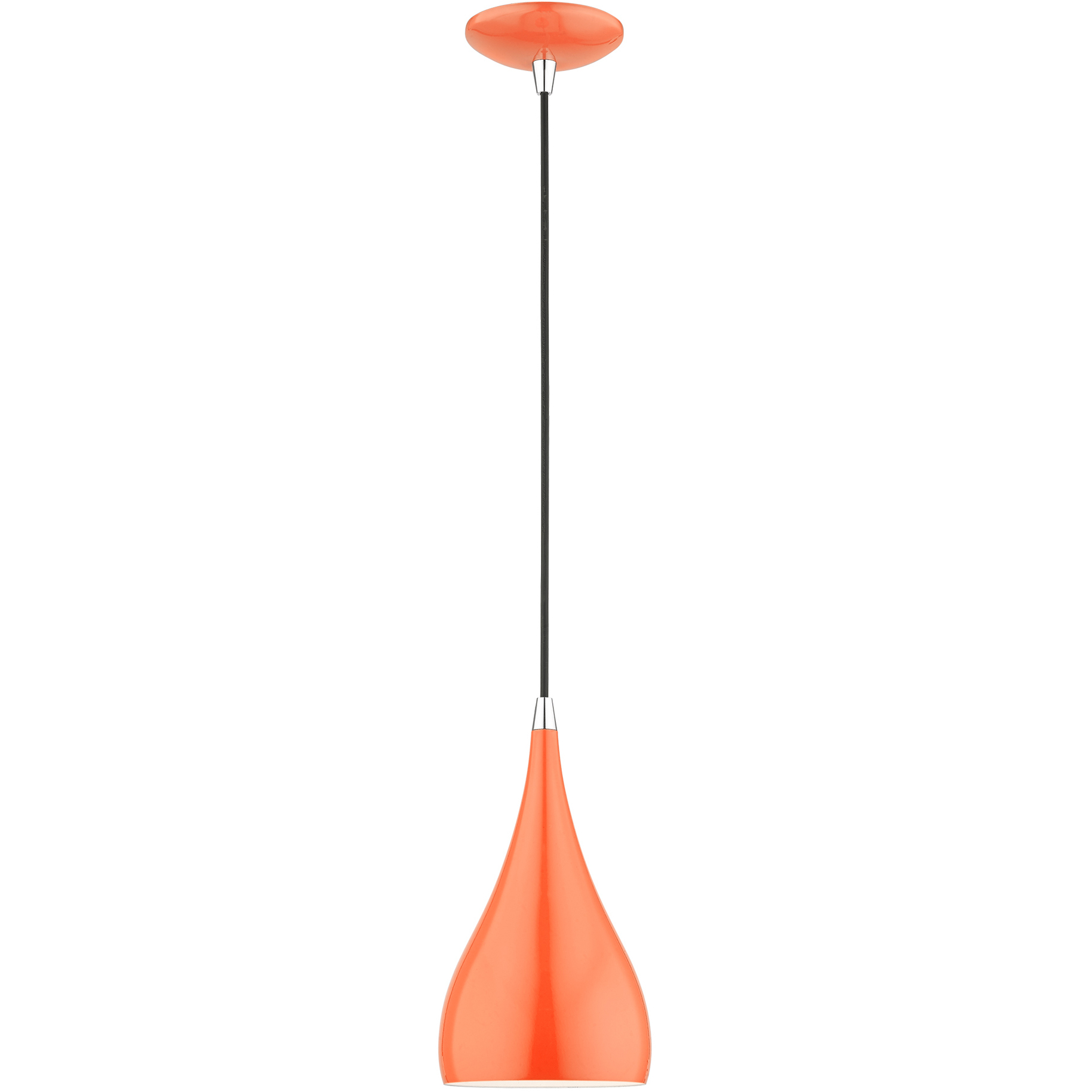 Amador 1 Light 6.25 inch Shiny Orange with Polished Chrome Accents Mini Pendant Ceiling Light