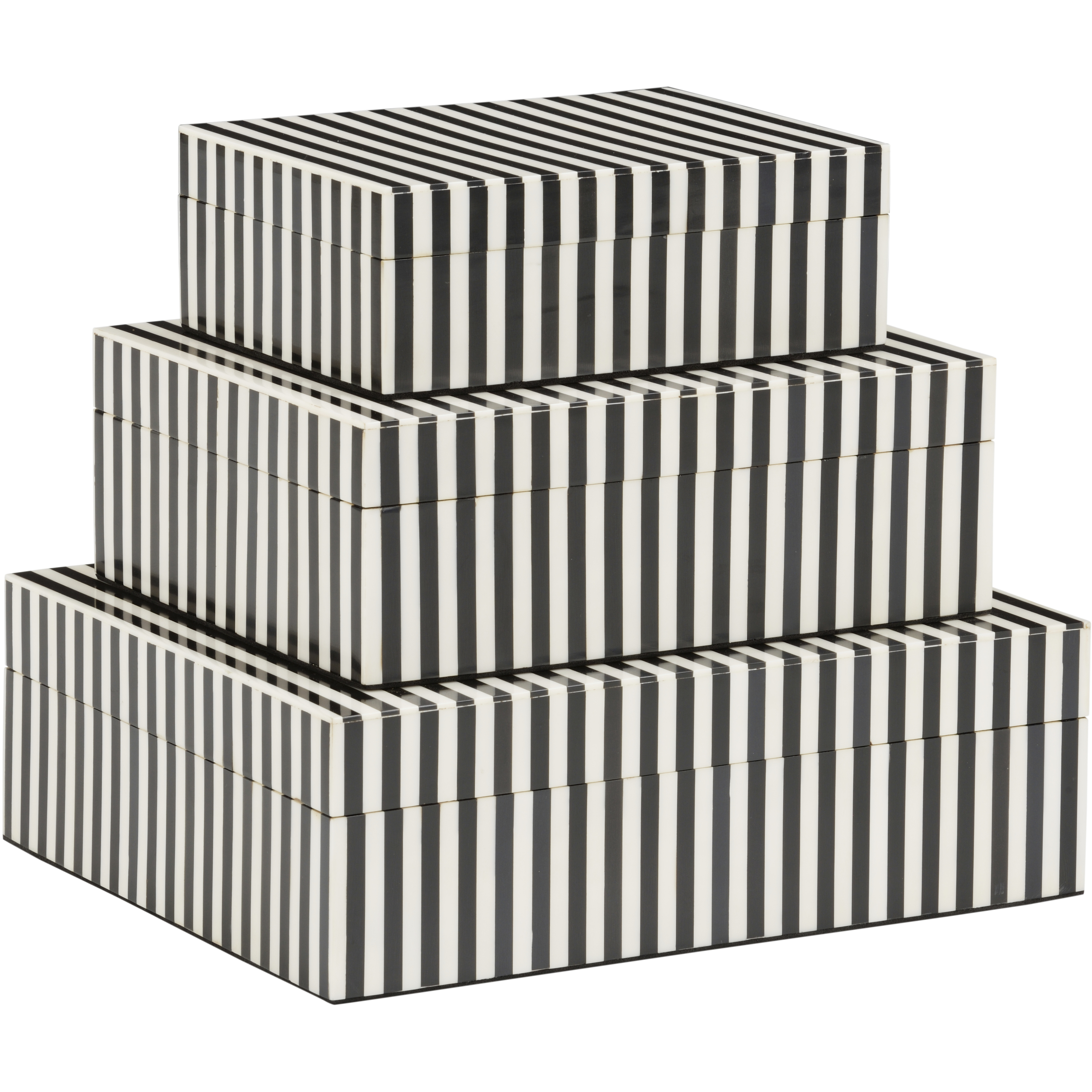 Baxter 12 inch Black and White/Cream Boxes, Set of 3