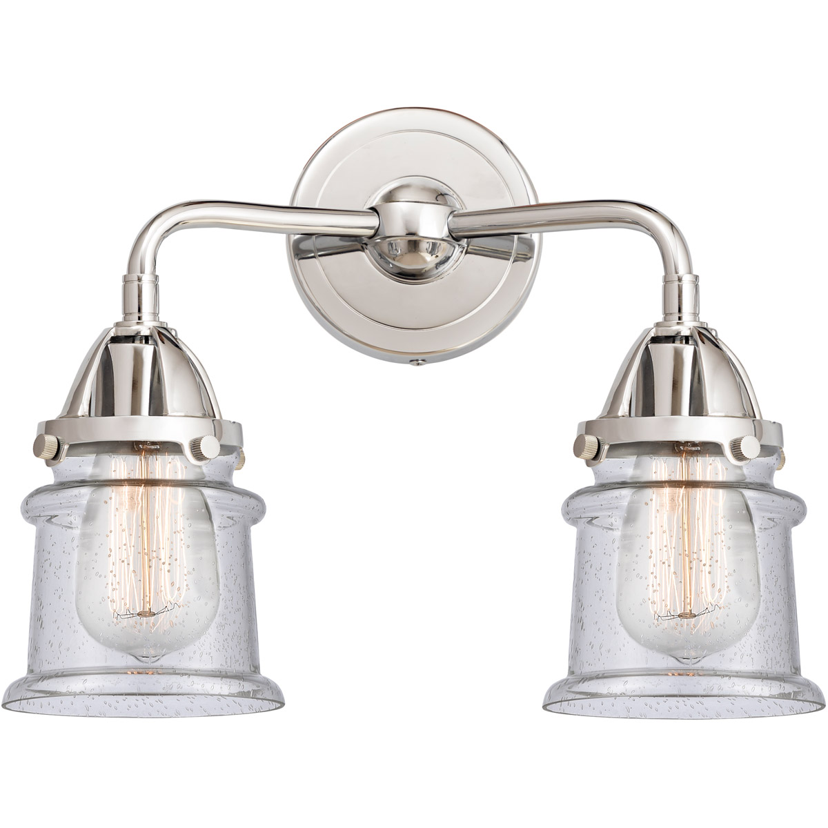 Nouveau 2 Small Canton LED 13.25 inch Polished Chrome Bath Vanity Light Wall Light in Seedy Glass