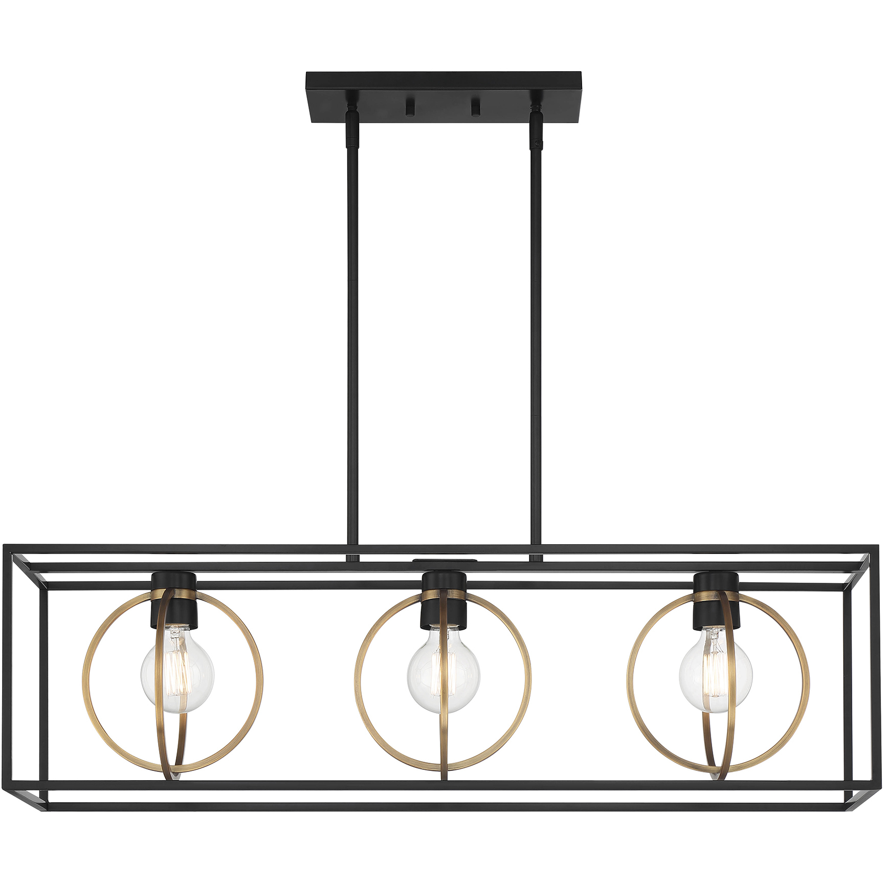 Kew Gardens 3 Light 36 inch Matte Black Island Light Ceiling Light