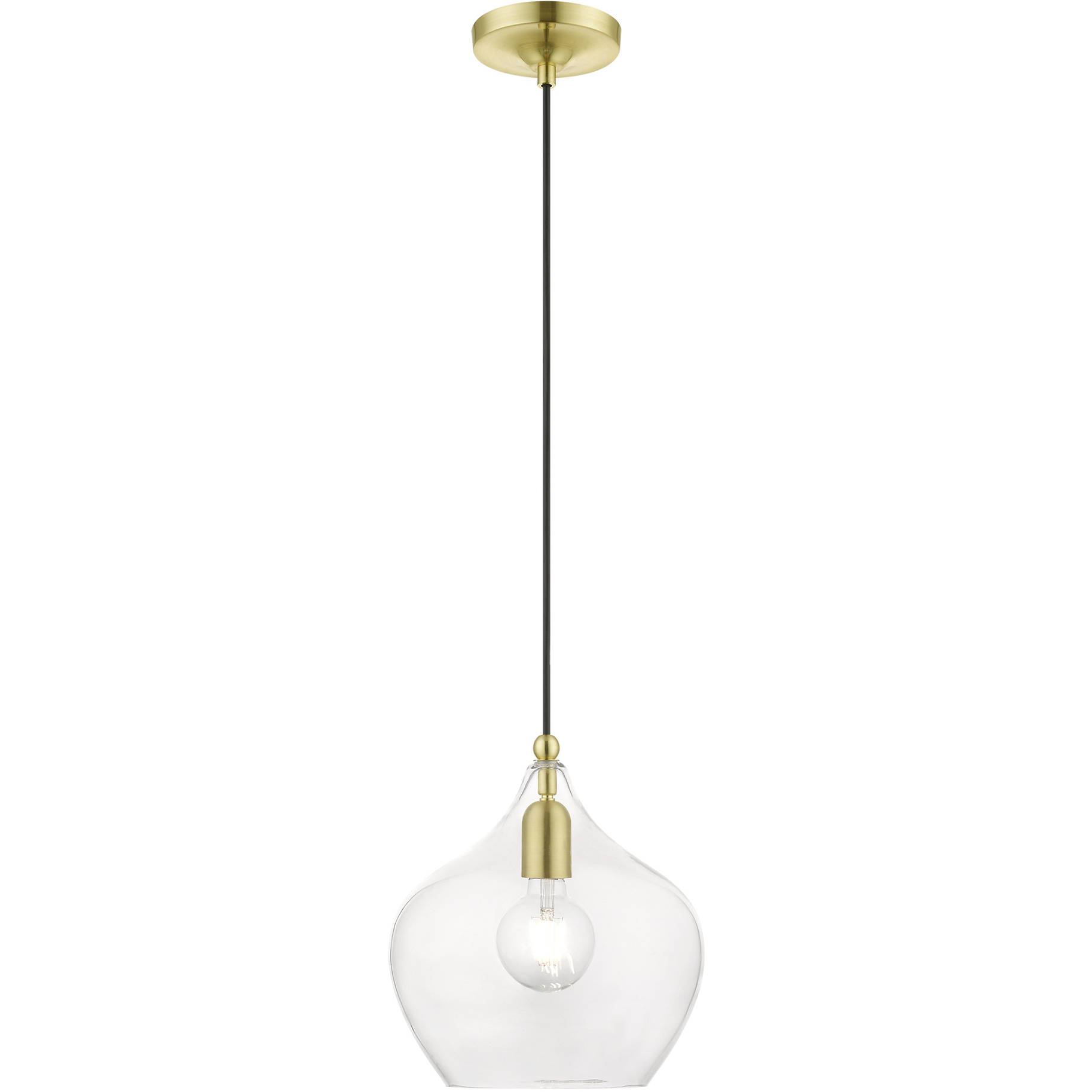 Aldrich 1 Light 9.75 inch Satin Brass with Polished Brass Accent Pendant Ceiling Light