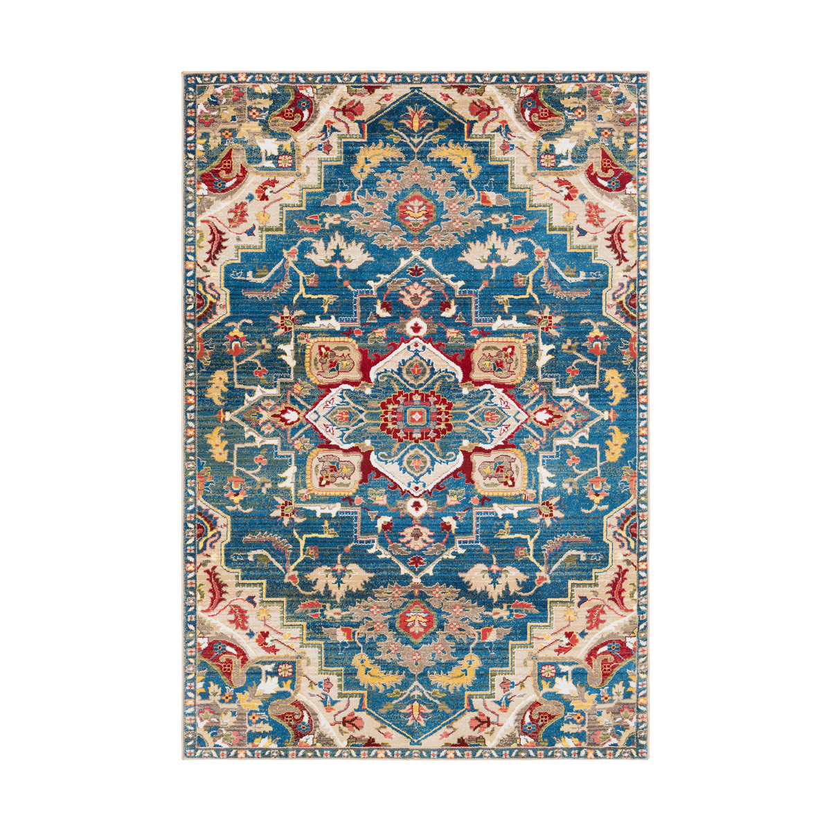 Hannibal 89 X 61 inch Navy/Khaki/Dark Red/White/Bright Yellow/Saffron Rugs, Rectangle