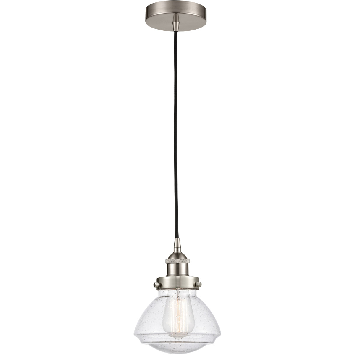 Edison Olean LED 7 inch Brushed Satin Nickel Mini Pendant Ceiling Light