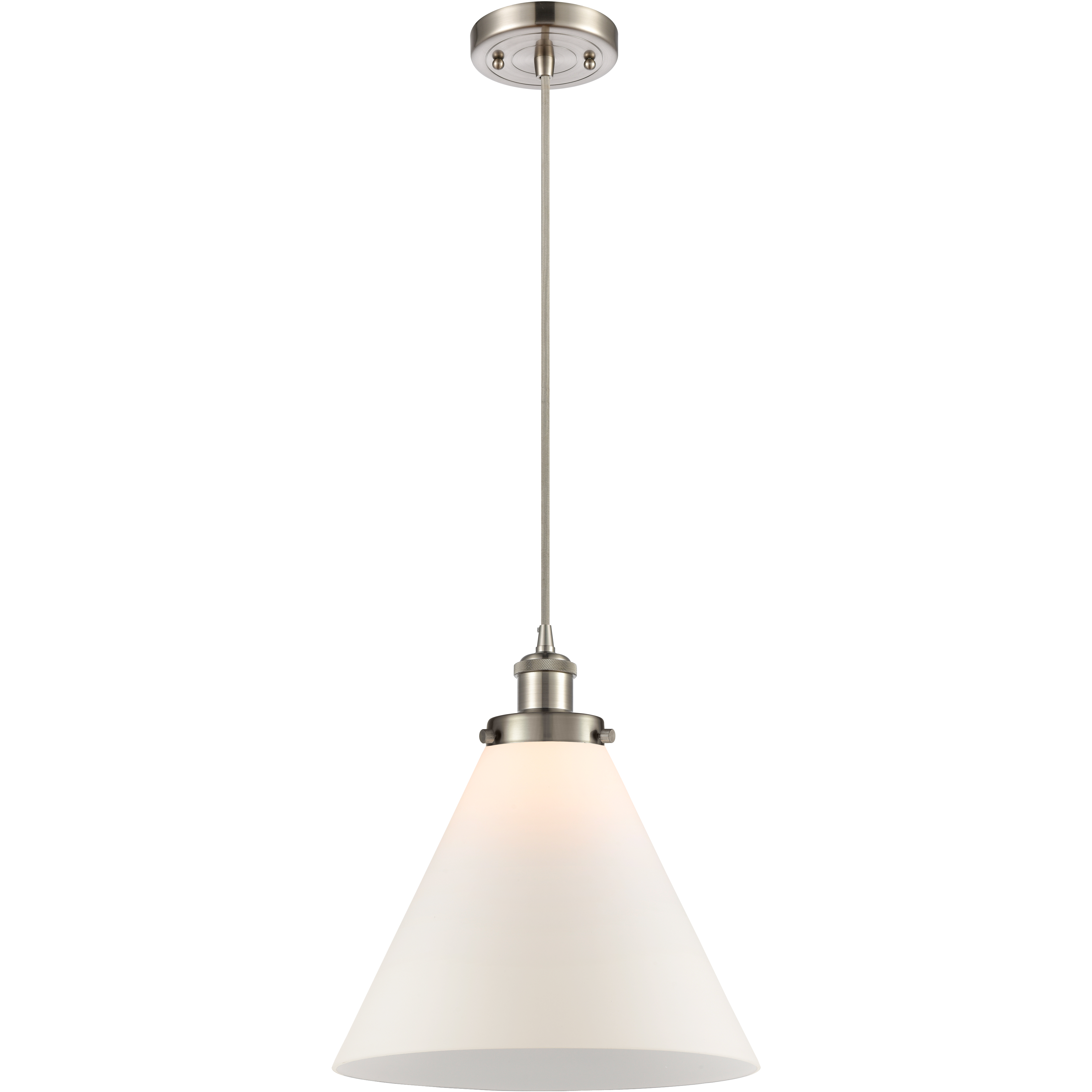 Ballston X-Large Cone 1 Light 8 inch Brushed Satin Nickel Mini Pendant Ceiling Light in Matte White Glass