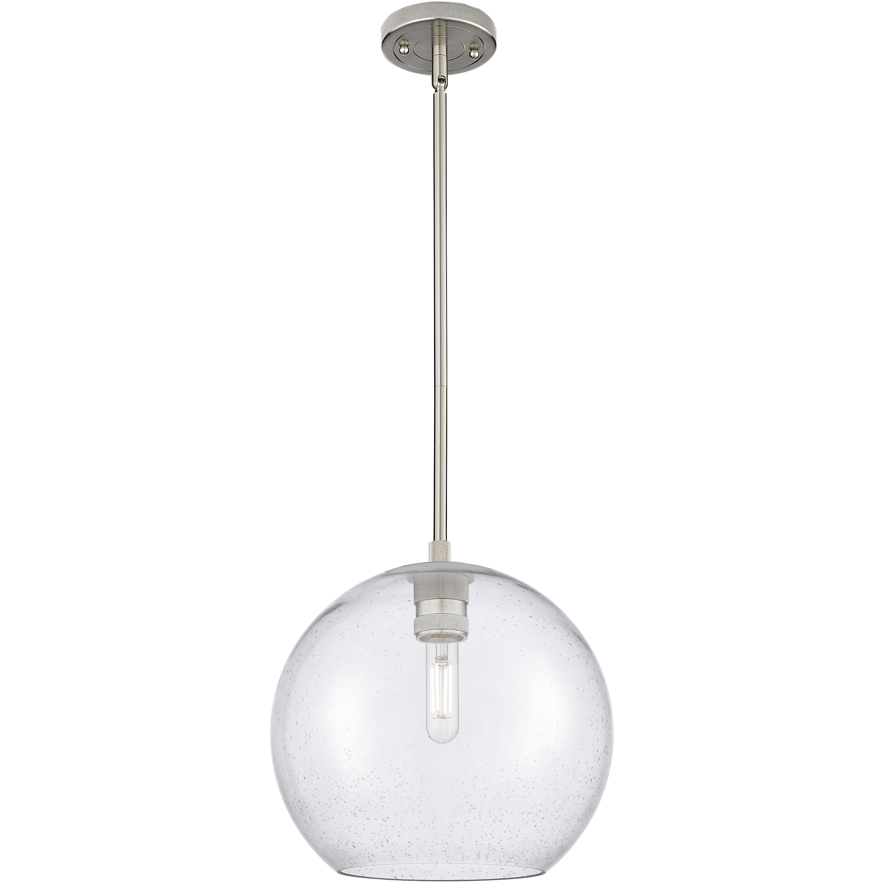Crown Point 1 Light 11.75 inch Satin Nickel Pendant Ceiling Light in Seedy Glass