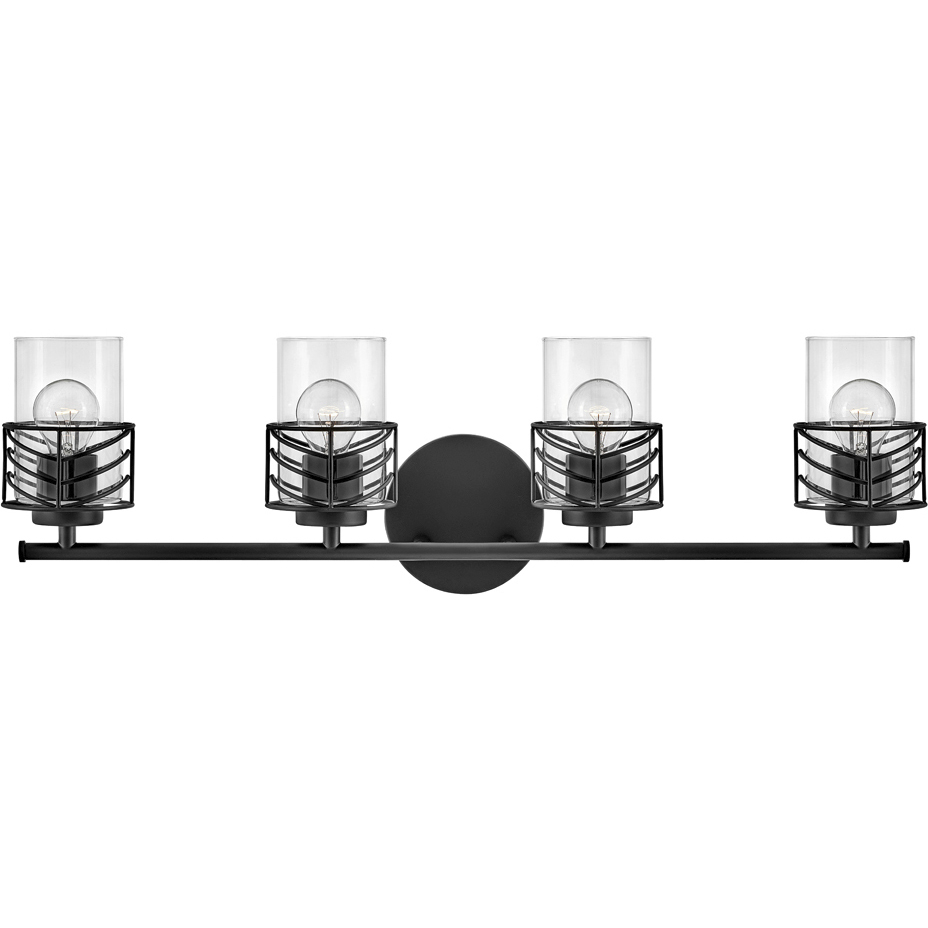 Della 4 Light 33.75 inch Black Vanity Light Wall Light
