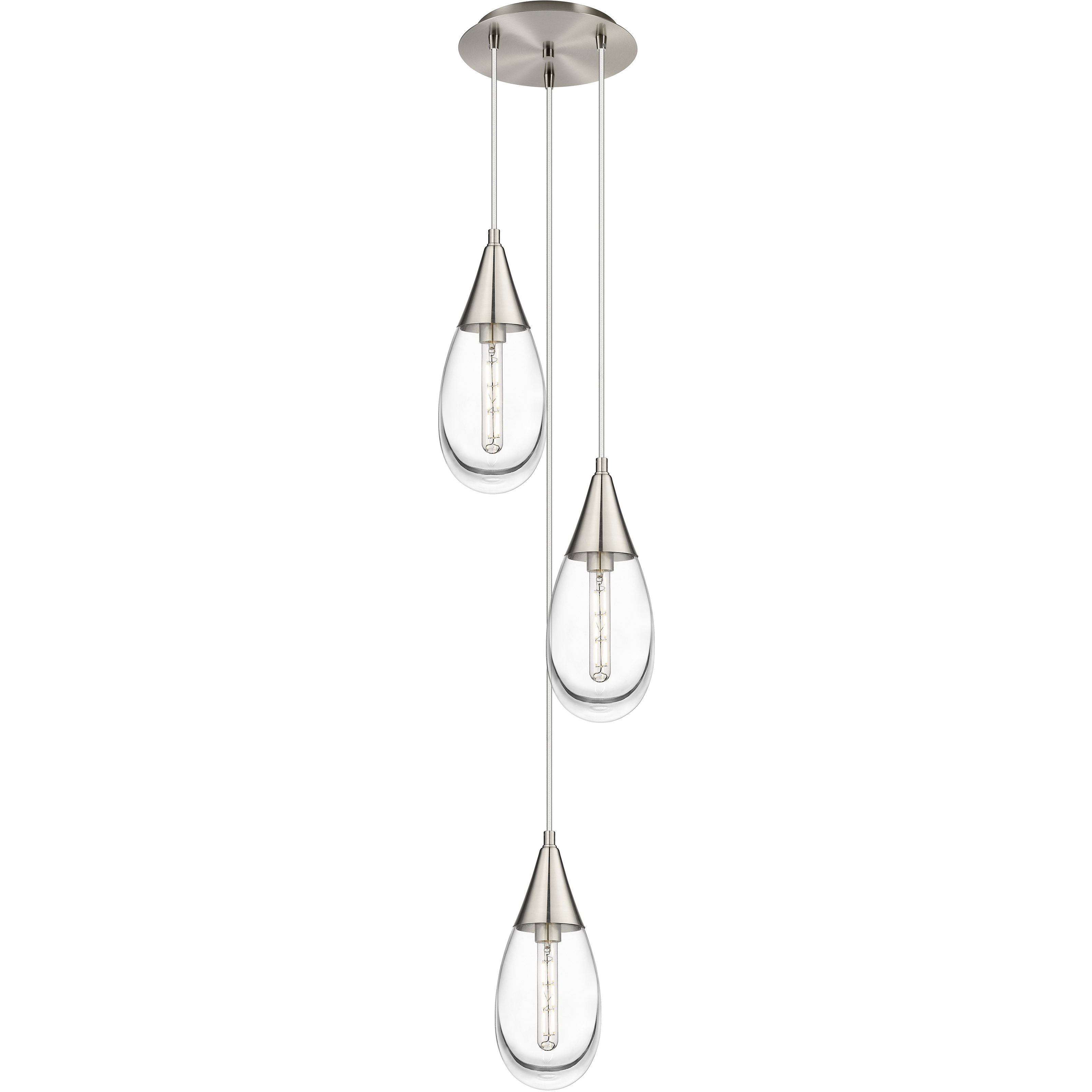 Malone 3 Light 13.5 inch Brushed Satin Nickel Multi Pendant Ceiling Light in Clear Glass