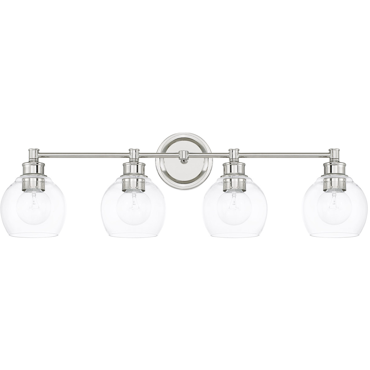 Mid Century 4 Light 32 inch Polished Nickel Vanity Light Wall Light