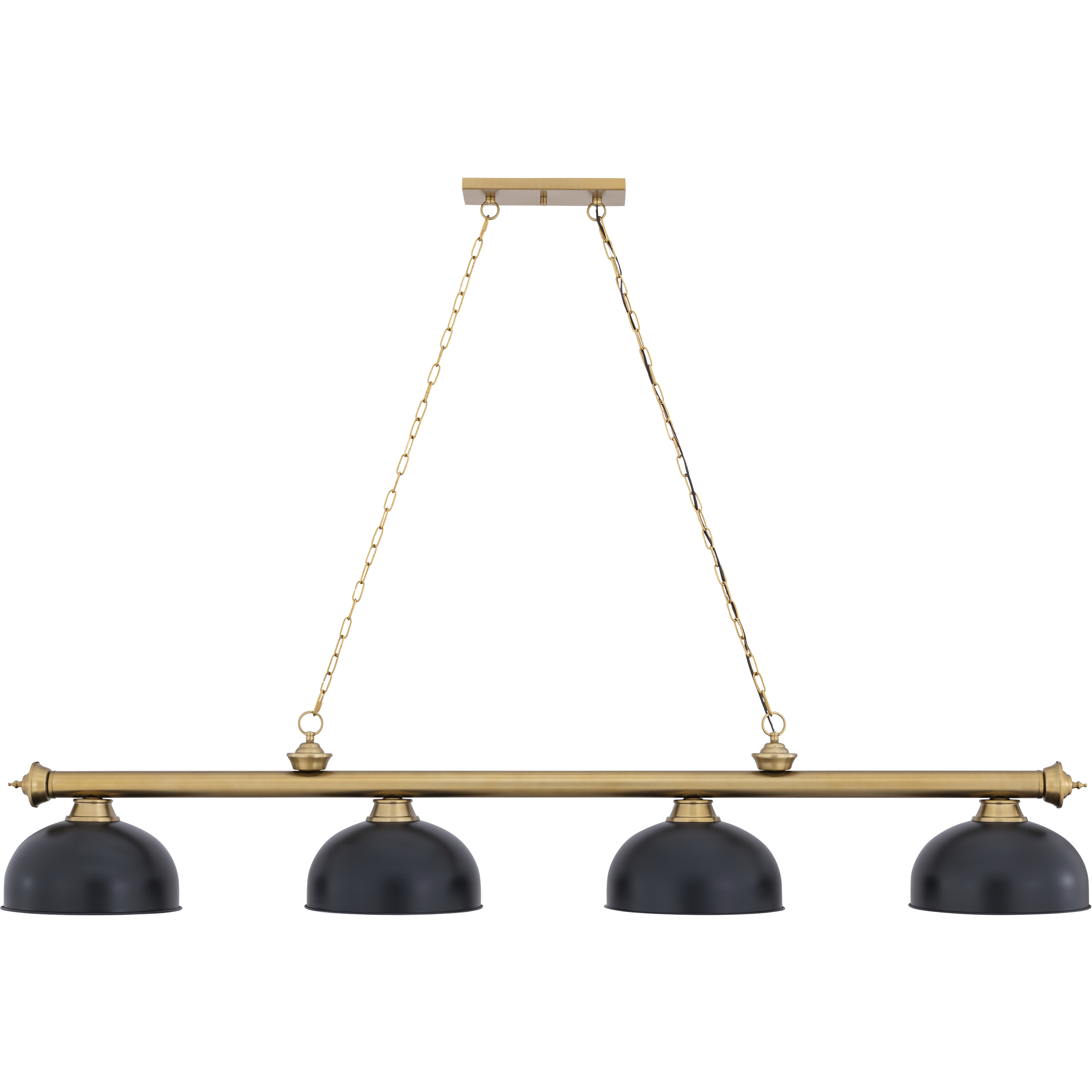 Cordon 4 Light 81.5 inch Heritage Brass Billiard Ceiling Light in Matte Black
