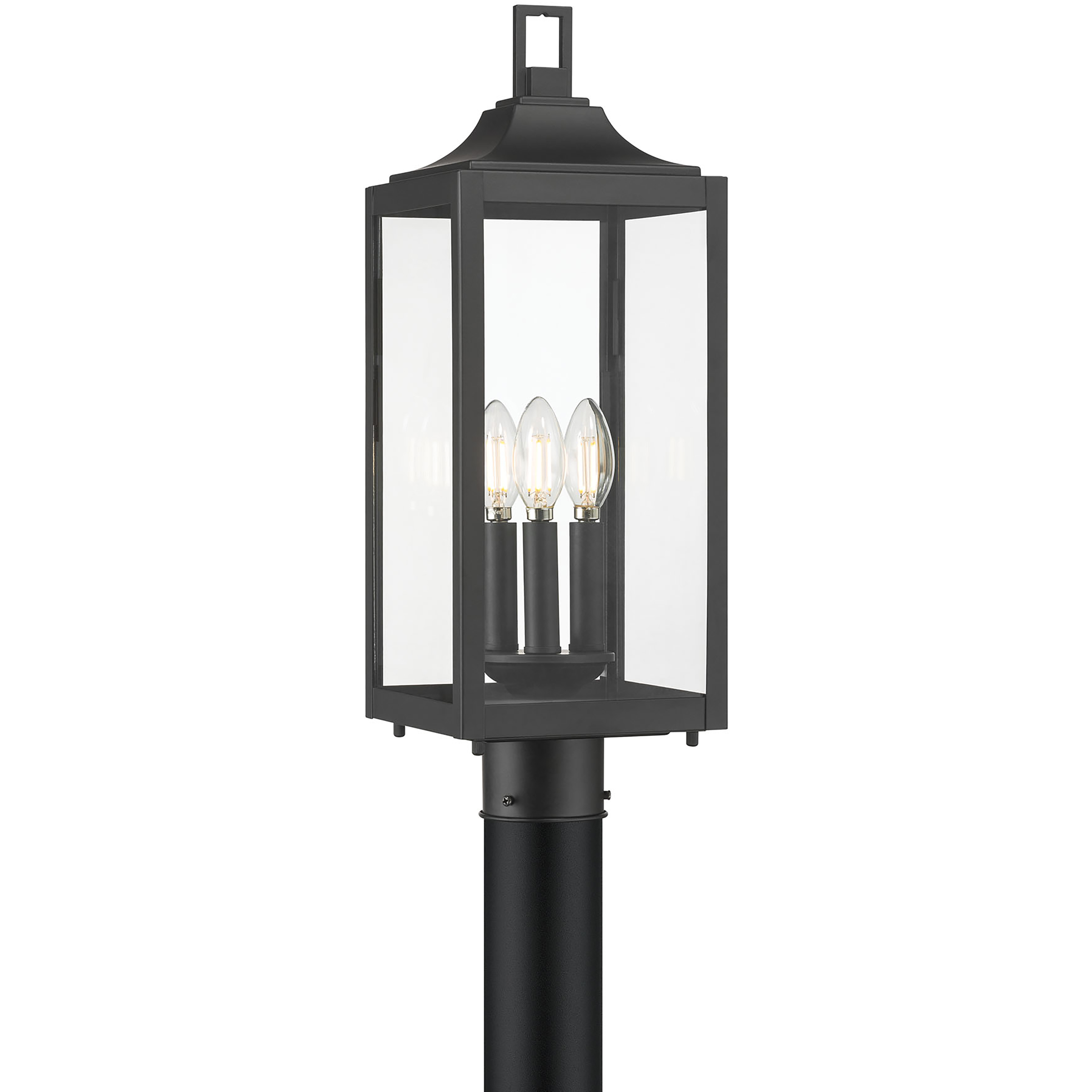 Halston 3 Light 20.5 inch Powder Coated Black Outdoor Post Lantern