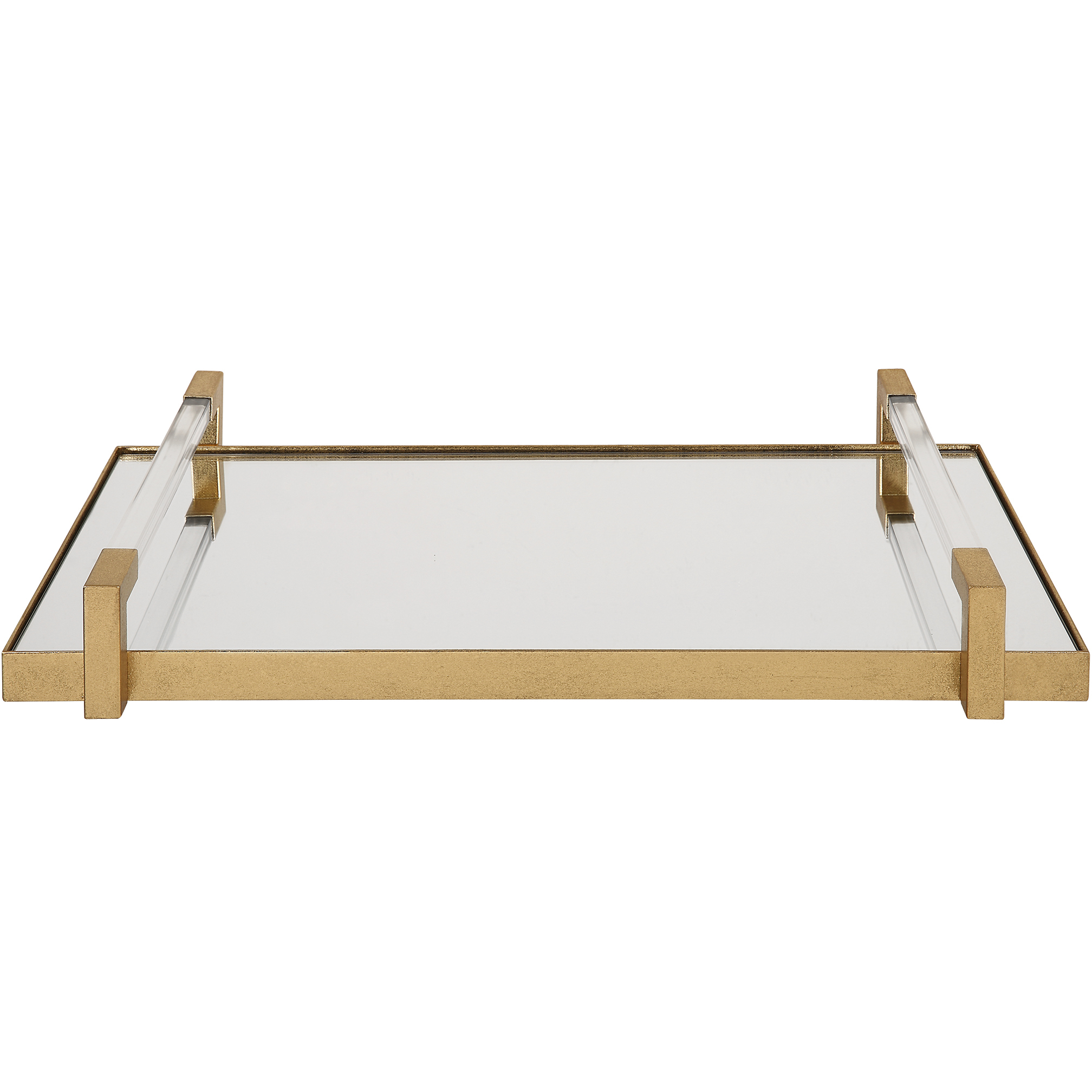 Deki Antiqued Gold Leaf and Clear Acrylic Mirrored Tray