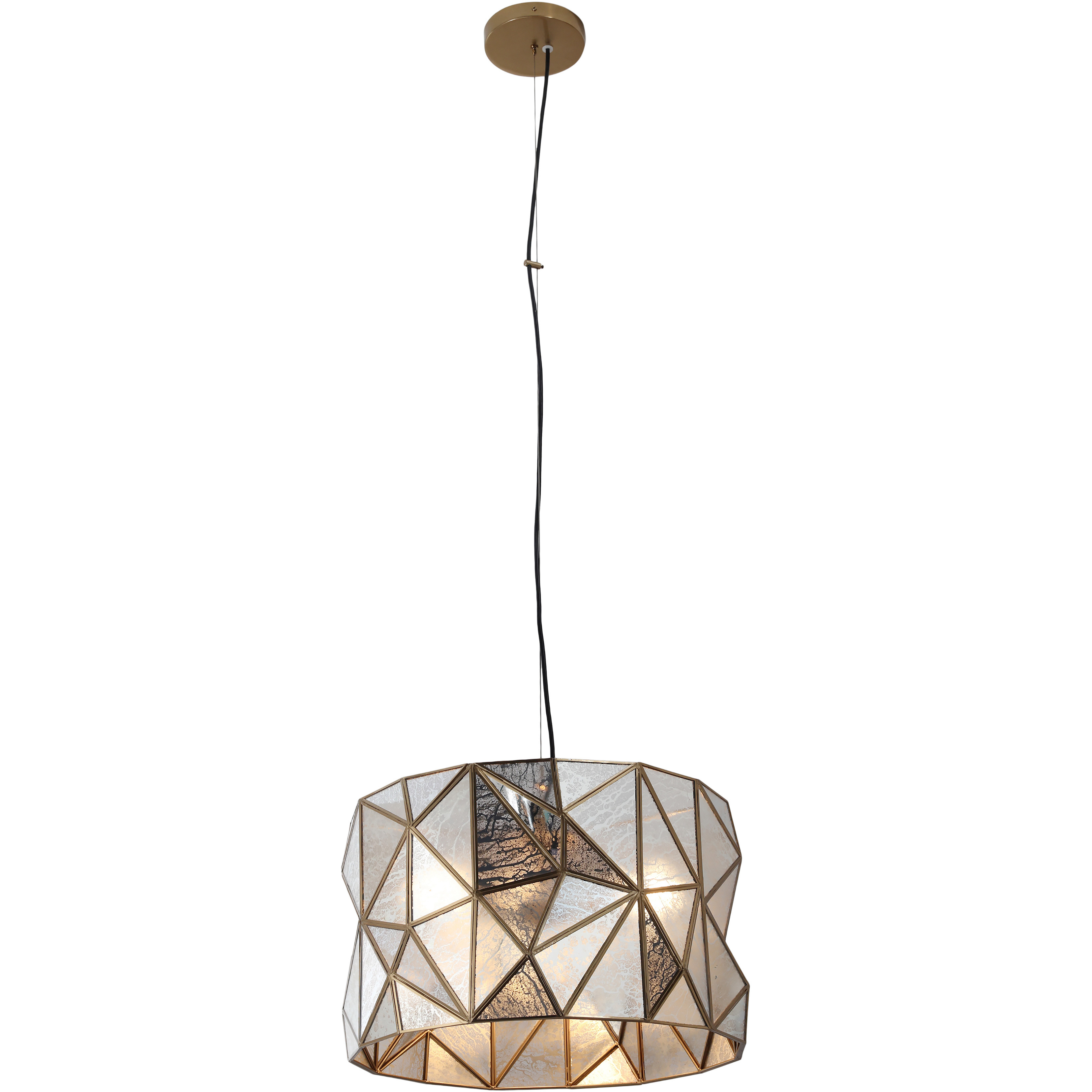 Geo-Gem 3 Light 20 inch Brass Antique Pendant Ceiling Light