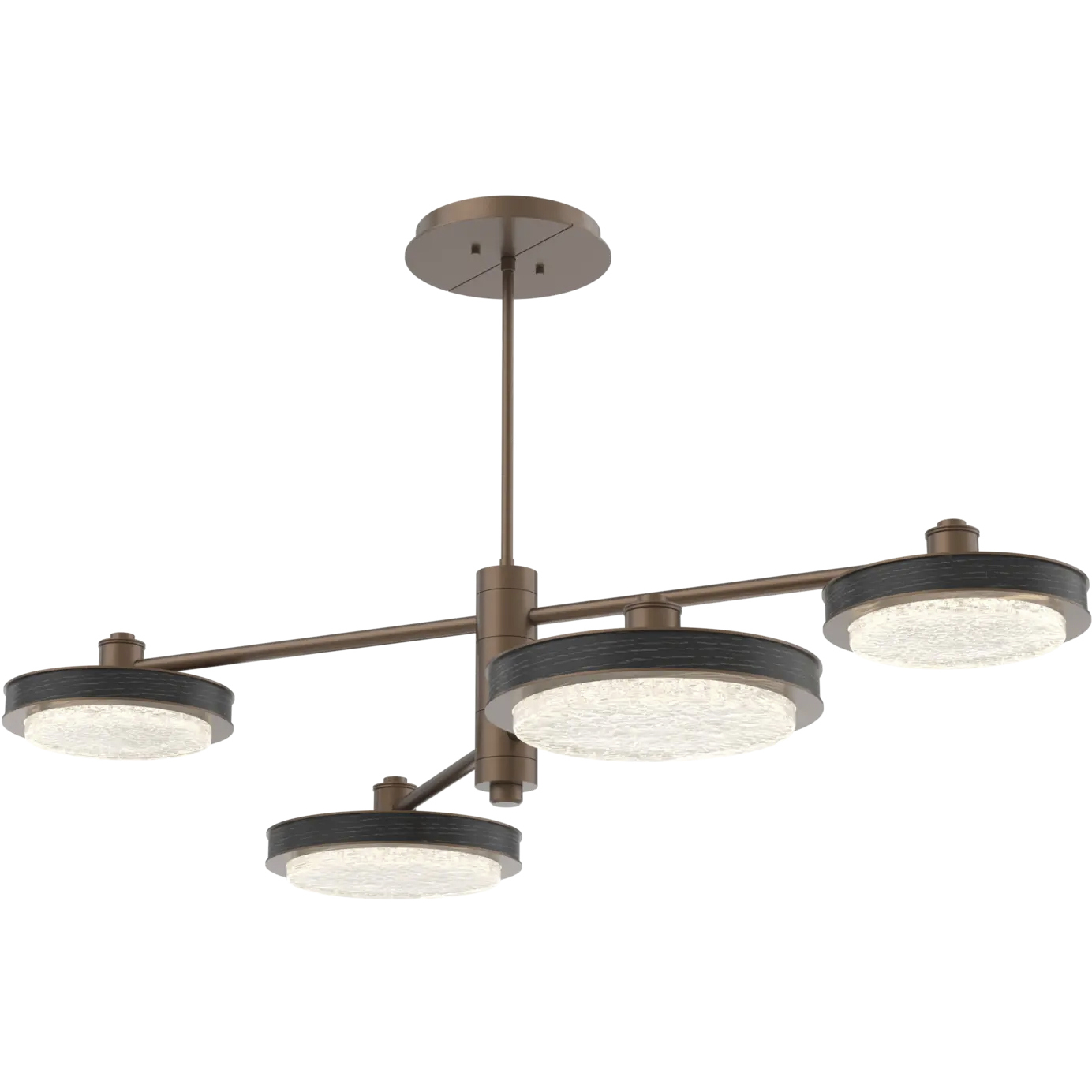 Iris LED 49 inch Burnished Bronze with Dark Oak Mobile Chandelier Ceiling Light