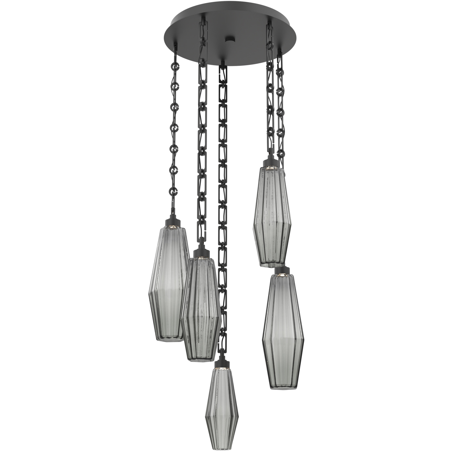 Aalto LED 19.8 inch Matte Black Multi-Pendant Ceiling Light in 3000K LED, Smoke, Rectangular Chain