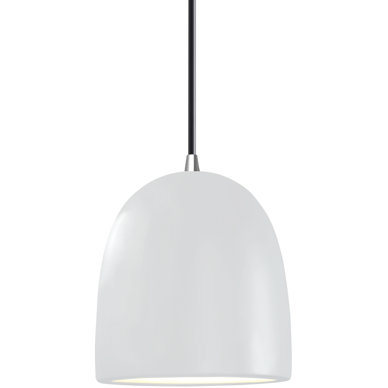 Radiance Collection - Bell Single Drop Pendant in Polished Chrome, Replaceable Bulb, Gloss White, Black, Form+Finish+Function