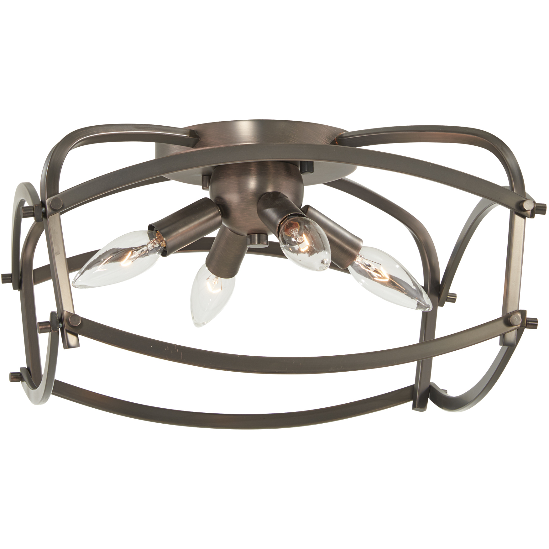 Jupiter's Canopy 4 Light 14 inch Polished Nickel Flush Mount Ceiling Light in Harvard Court Bronze