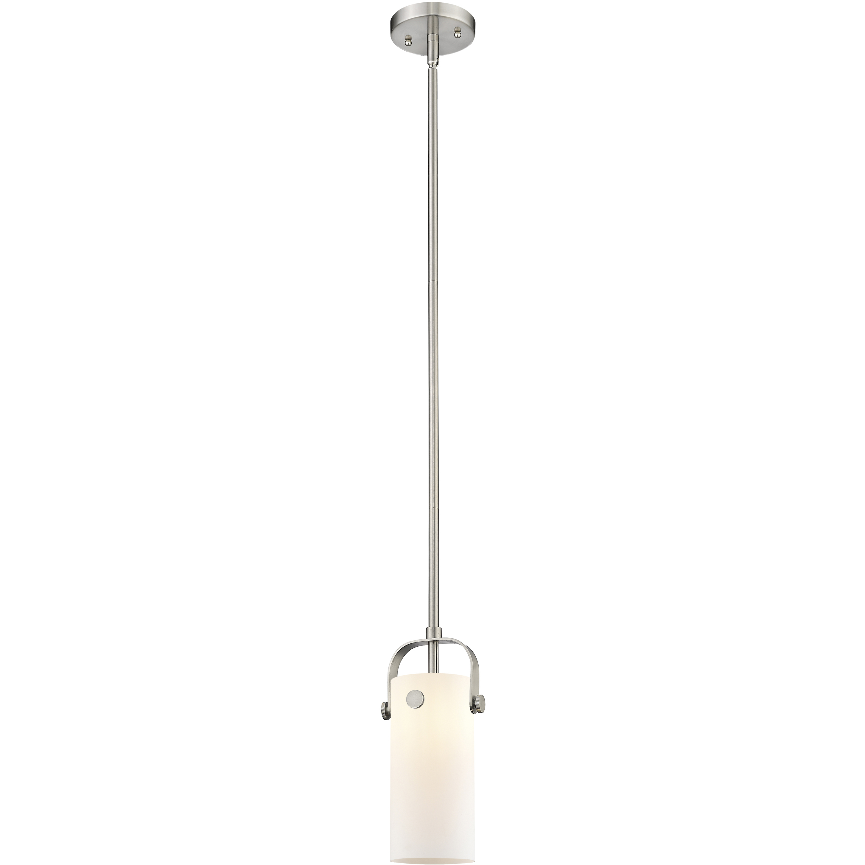 Pilaster II Cylinder 1 Light 5 inch Satin Nickel Pendant Ceiling Light in Matte White Glass