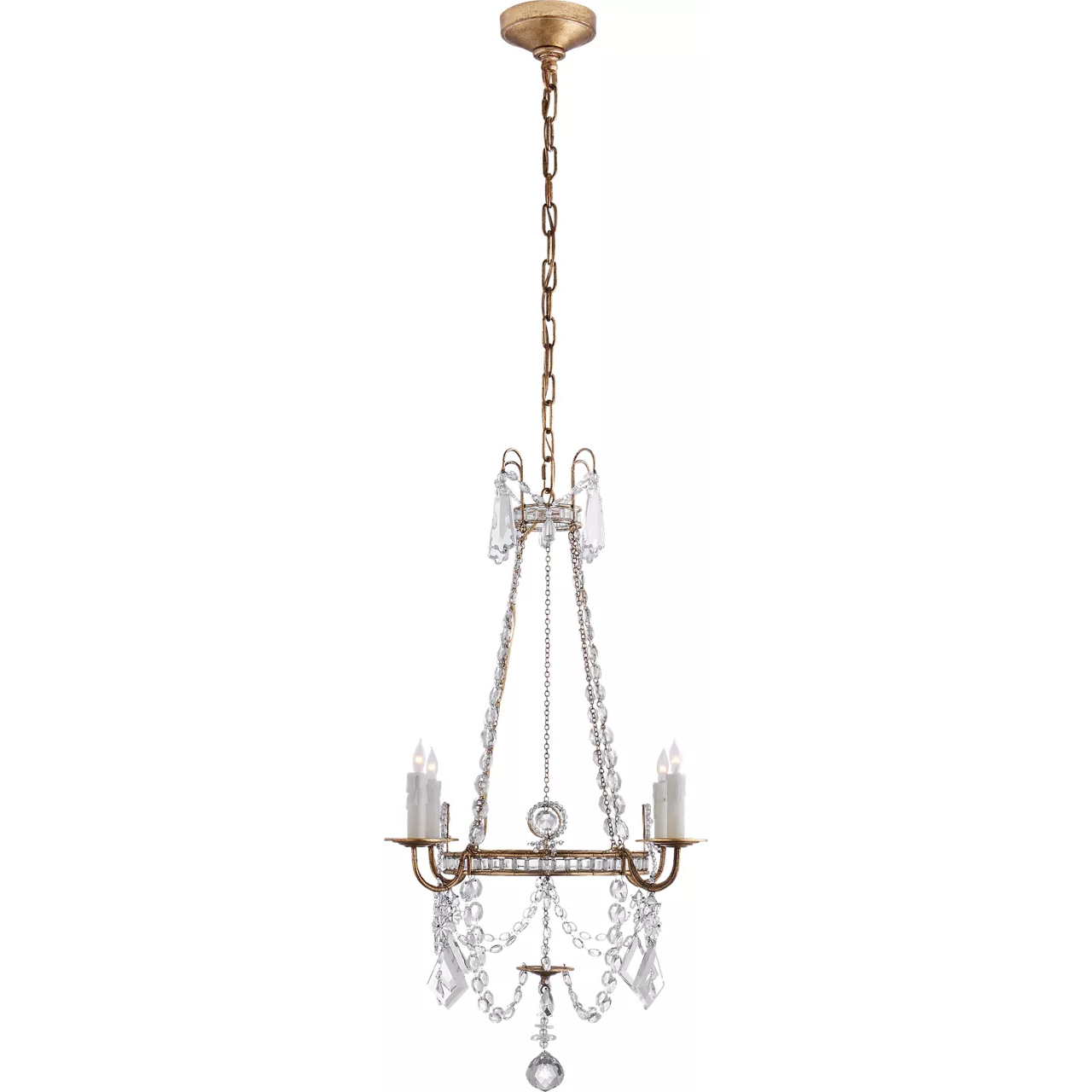 J. Randall Powers Sharon 4 Light 24 inch Gilded Iron Chandelier Ceiling Light, Small
