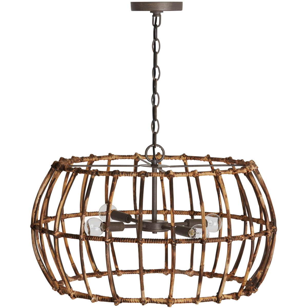 Sanibel 4 Light 23.5 inch Blazed Rattan and Nordic Grey Pendant Ceiling Light