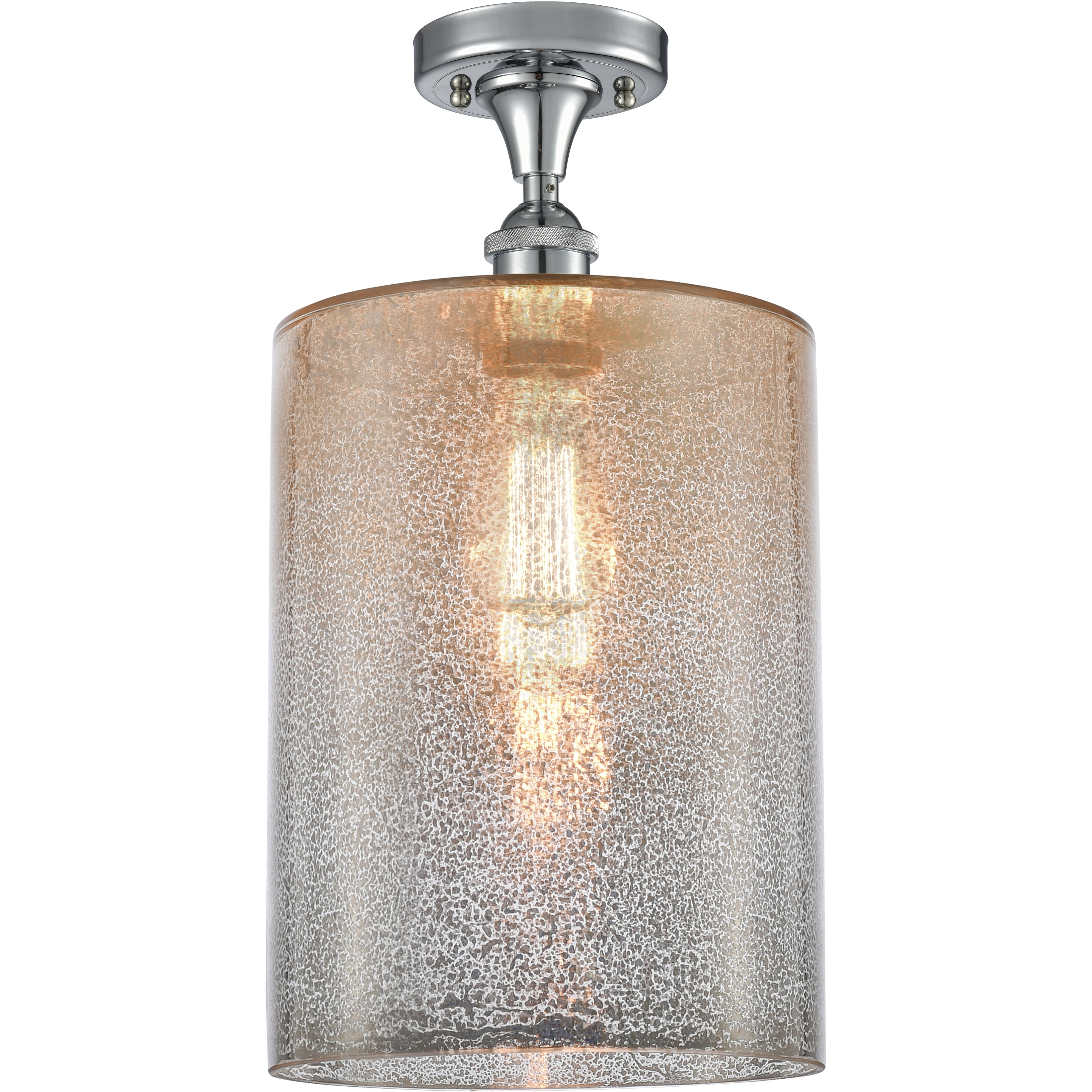 Edison Cobbleskill 1 Light 9 inch Polished Chrome Semi-Flush Mount Ceiling Light in Mercury Glass