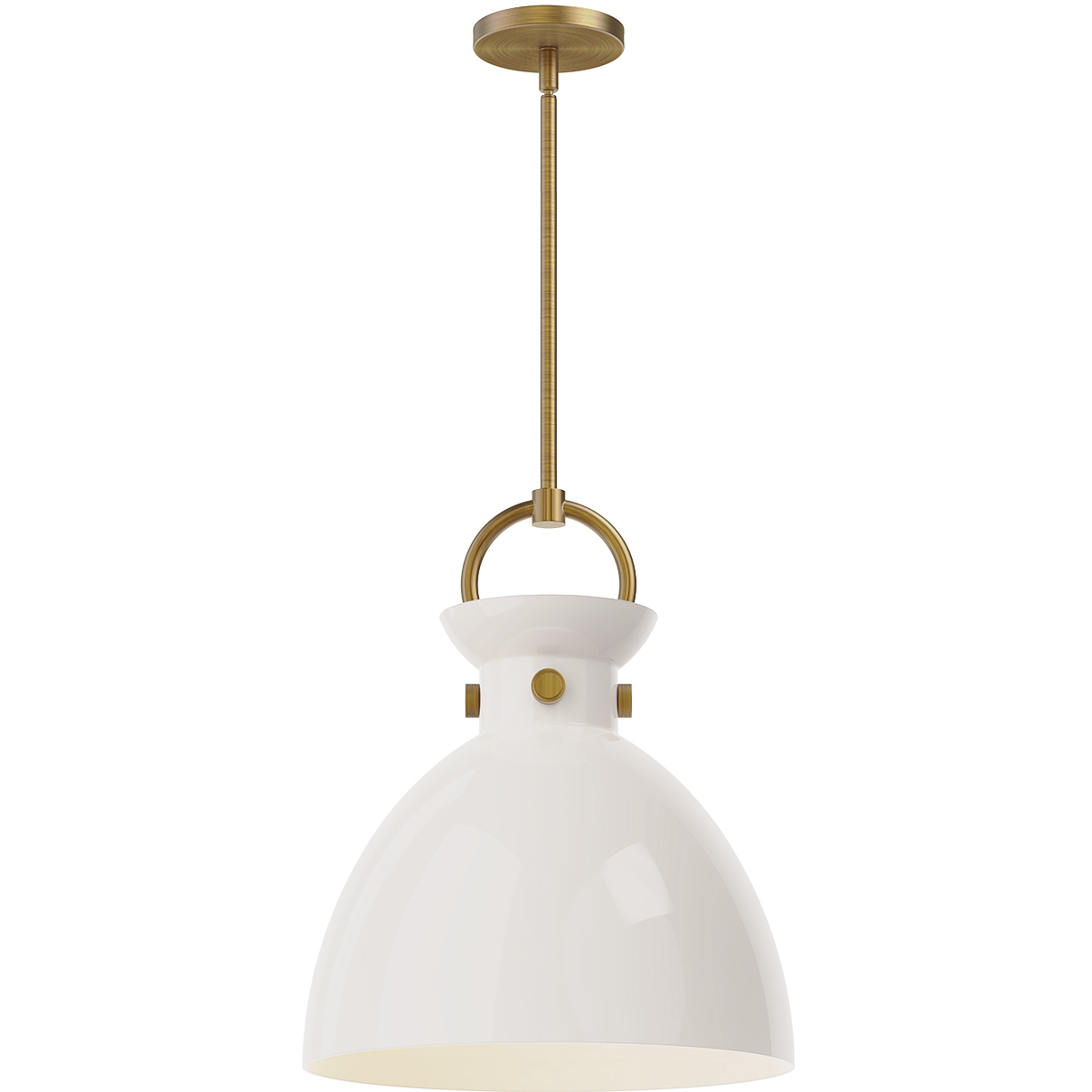 Alora Mood Waldo 1 Light 14 inch Aged Gold Pendant Ceiling Light in Glossy Opal Glass