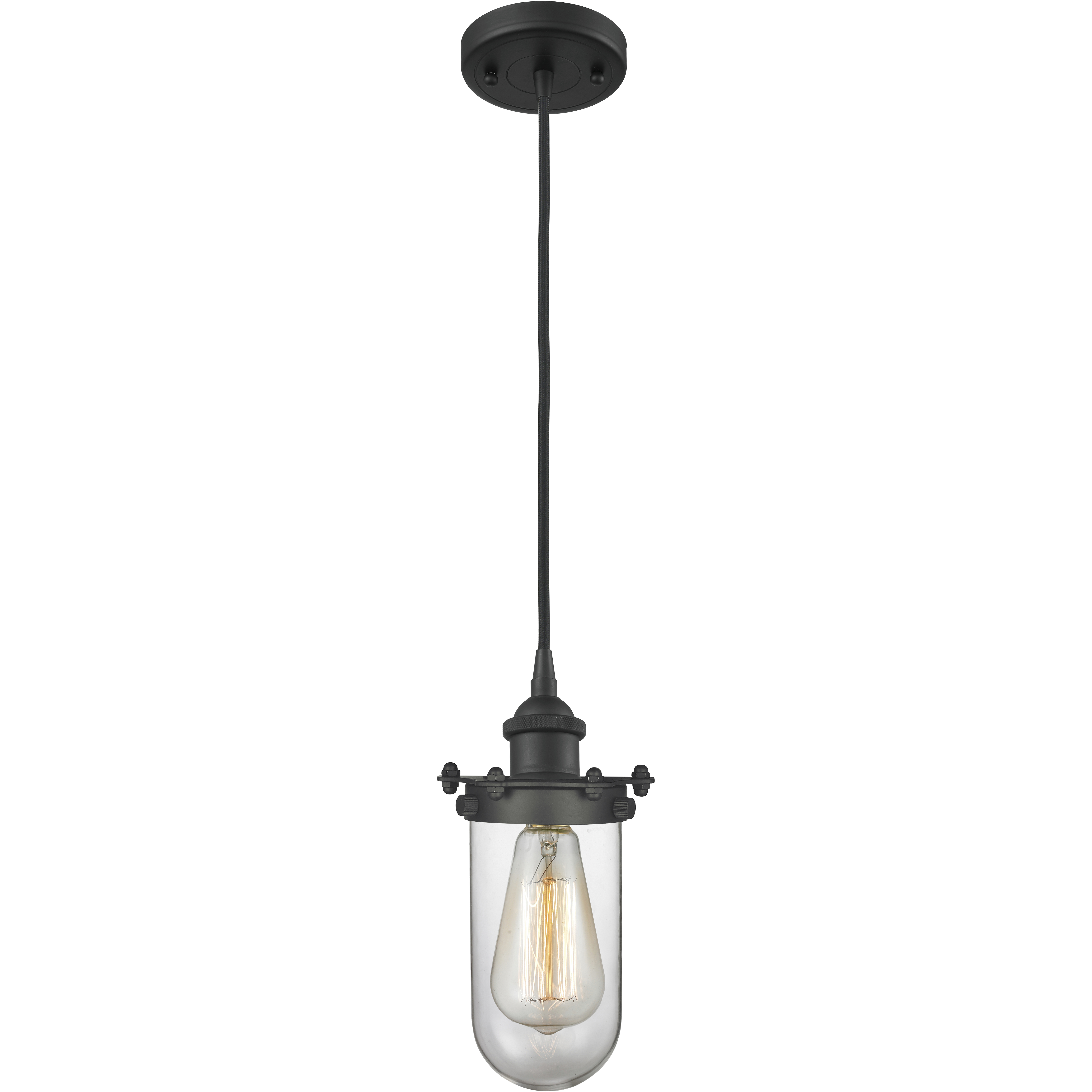Austere Kingsbury LED 6 inch Matte Black Pendant Ceiling Light in Clear Glass, Black Textured