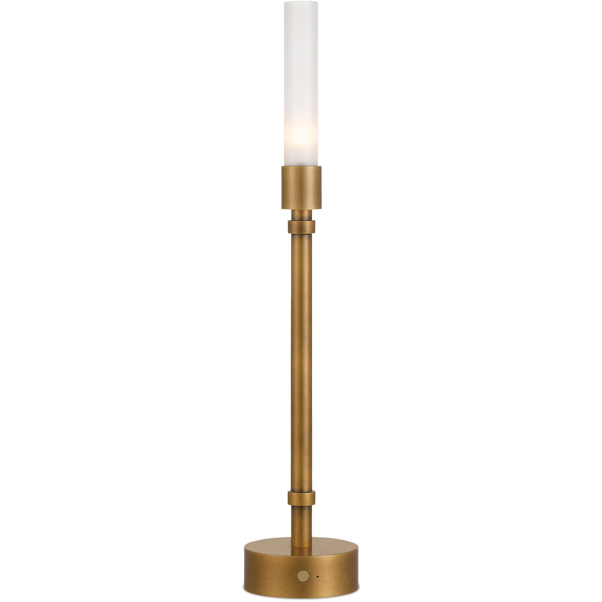 Paseo 20 inch 2 watt Polished Antique Brass and Frosted Cordless Table Lamp Portable Light