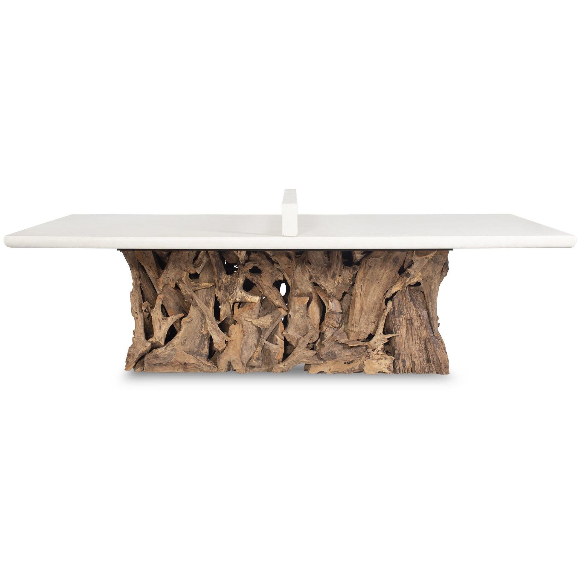 Stonewood 108 X 30 inch White and Teak Wood Indoor Outdoor Ping-Pong Dining Table