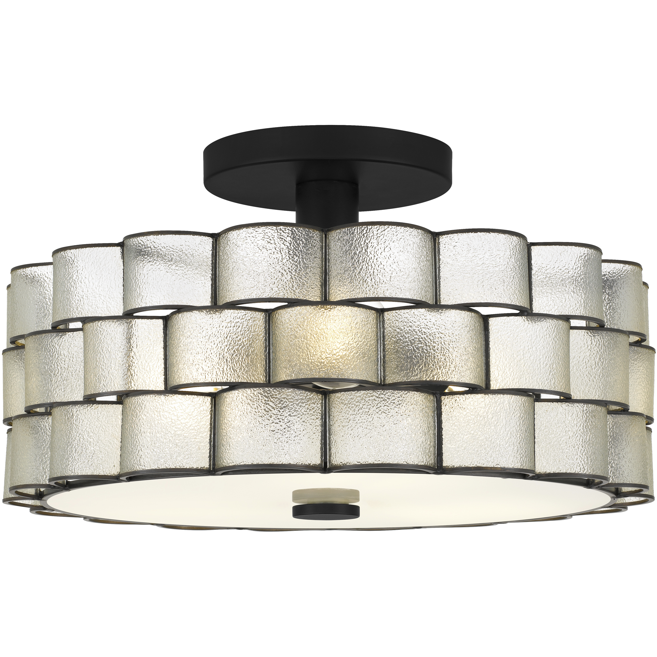 Rory 3 Light 15.75 inch Matte Black Semi-Flush Mount Ceiling Light