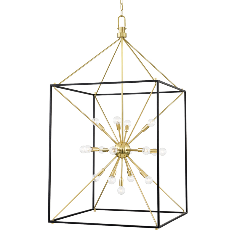 Glendale 25 Light 27 inch Aged Brass / Black Chandelier Ceiling Light