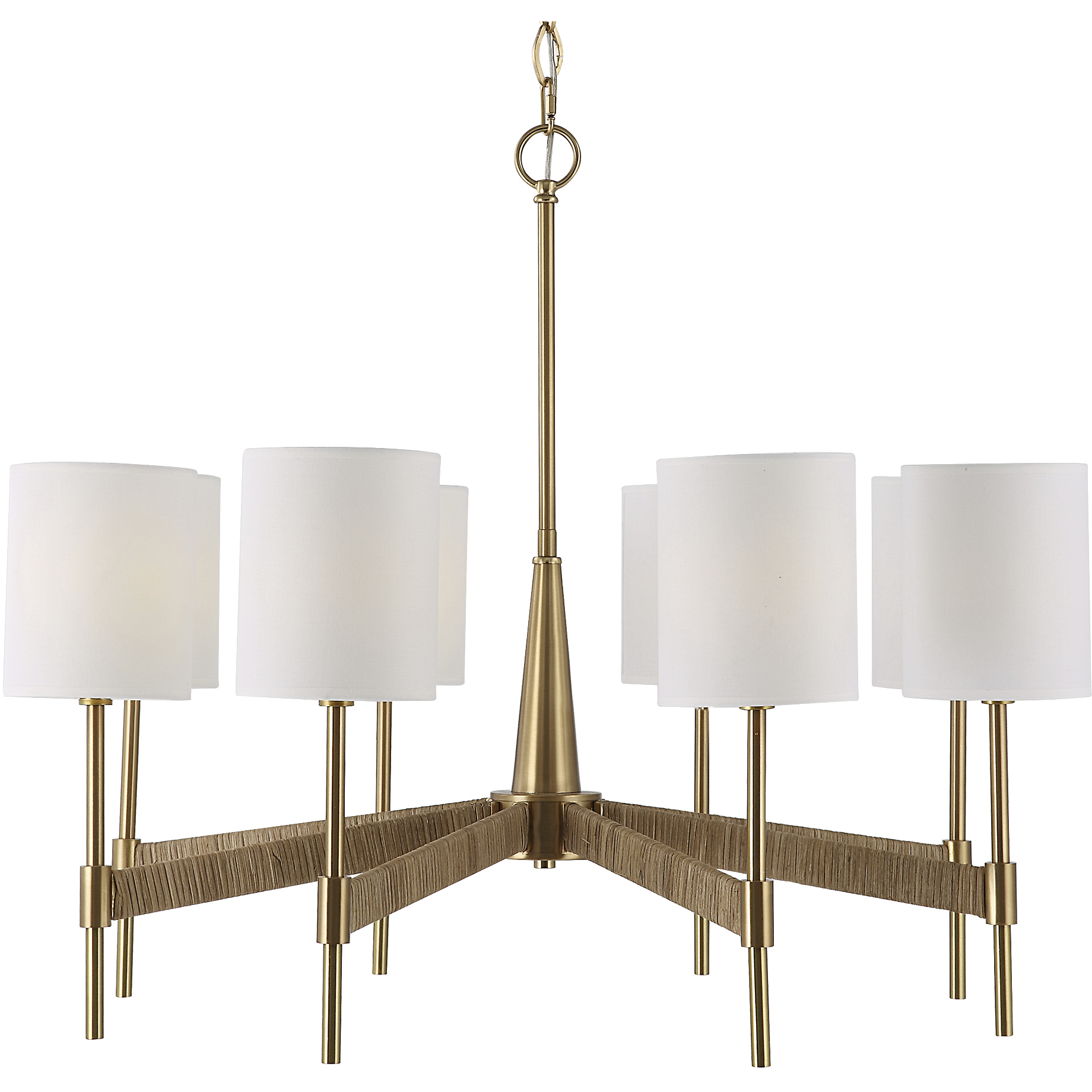 Lautoka 8 Light 32 inch Rattan and Warm Brass Chandelier Ceiling Light