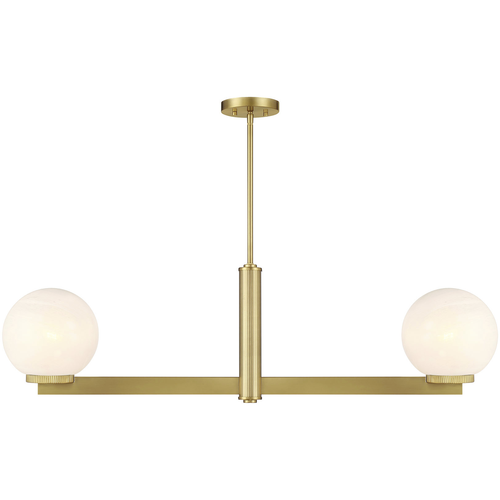 Modern 2 Light 42 inch Natural Brass Linear Chandelier Ceiling Light