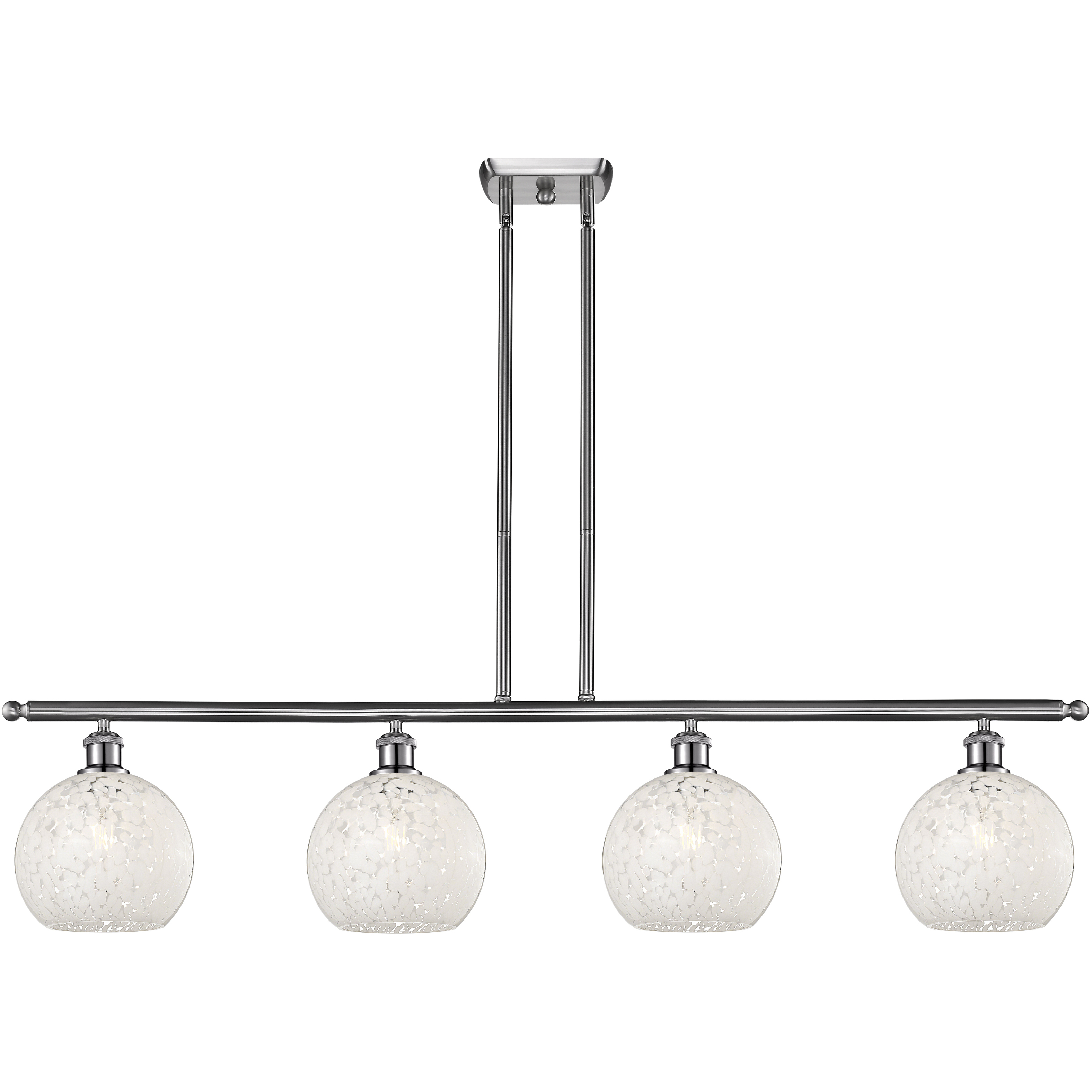 Ballston White Mouchette 4 Light 48 inch Brushed Satin Nickel Stem Hung Island Light Ceiling Light