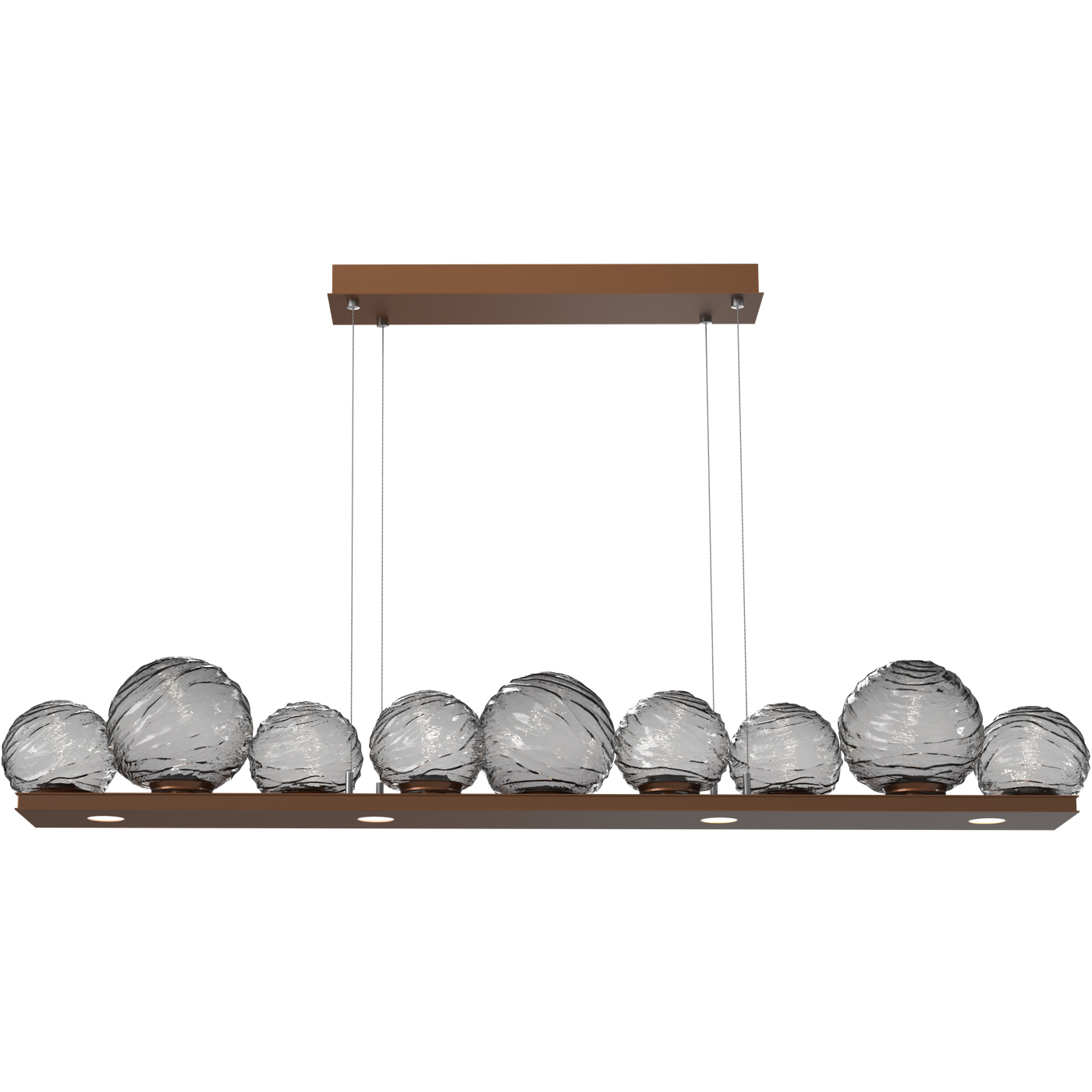 Gaia LED 70 inch Burnished Bronze Linear Multi-Pendant Ceiling Light in Smoke, 2700K LED