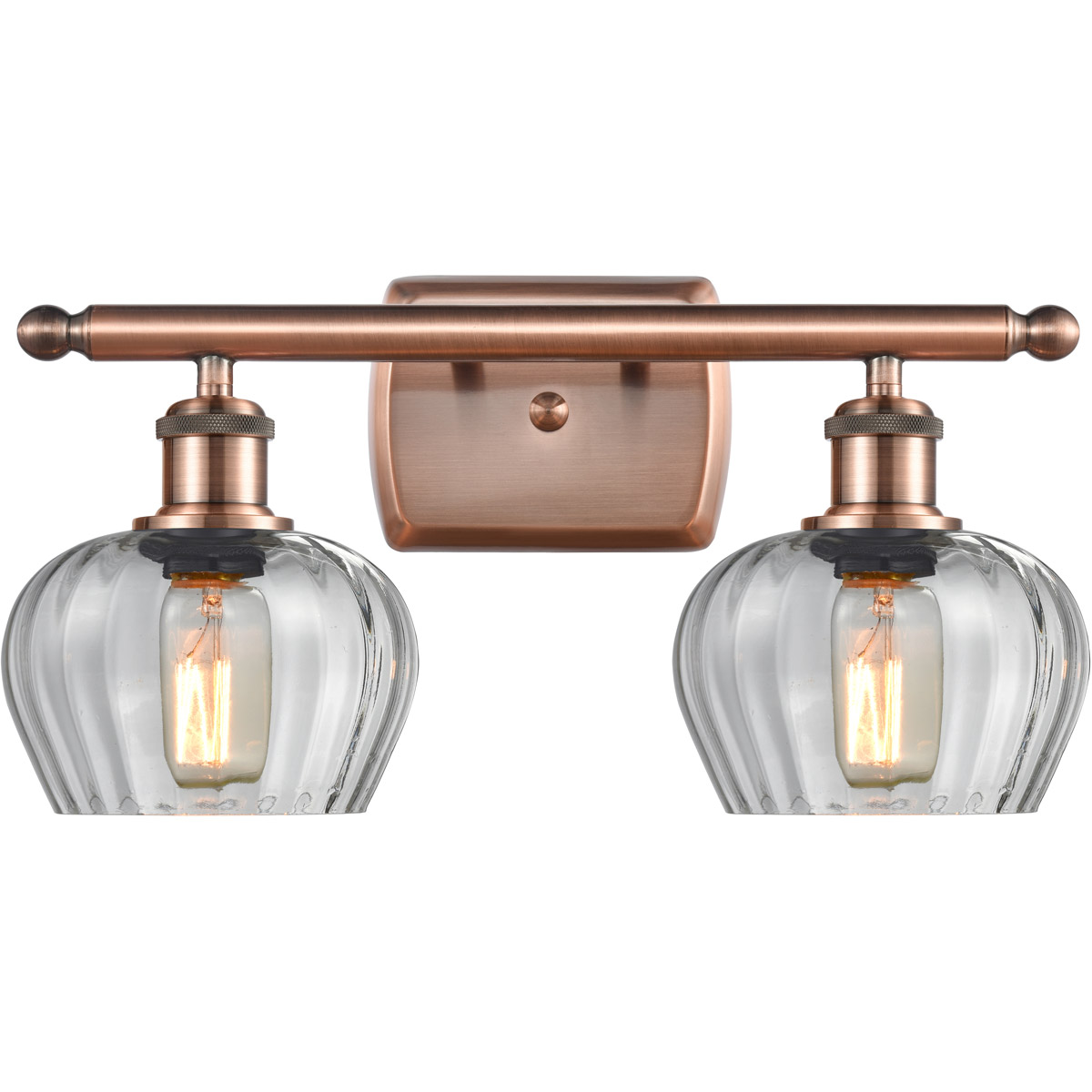 Ballston Fenton LED 16 inch Antique Copper Bath Vanity Light Wall Light in Clear Glass, Ballston