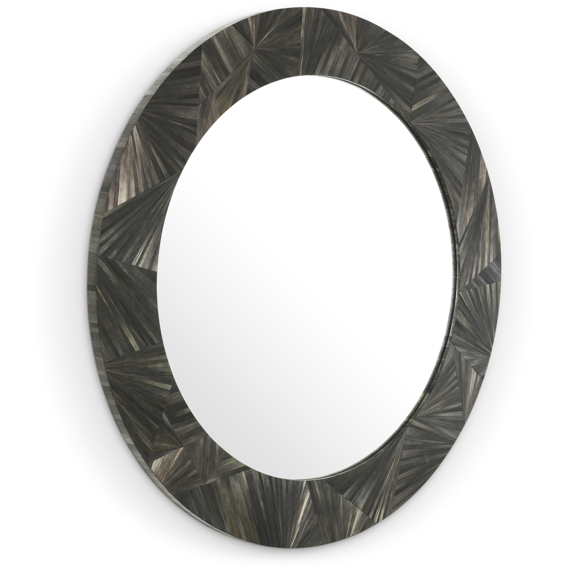 Cassara Straw Marquetry Charcoal Wall Mirror