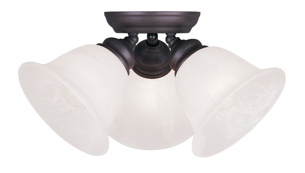 Essex 3 Light 15 inch Bronze Semi-Flush Mount Ceiling Light
