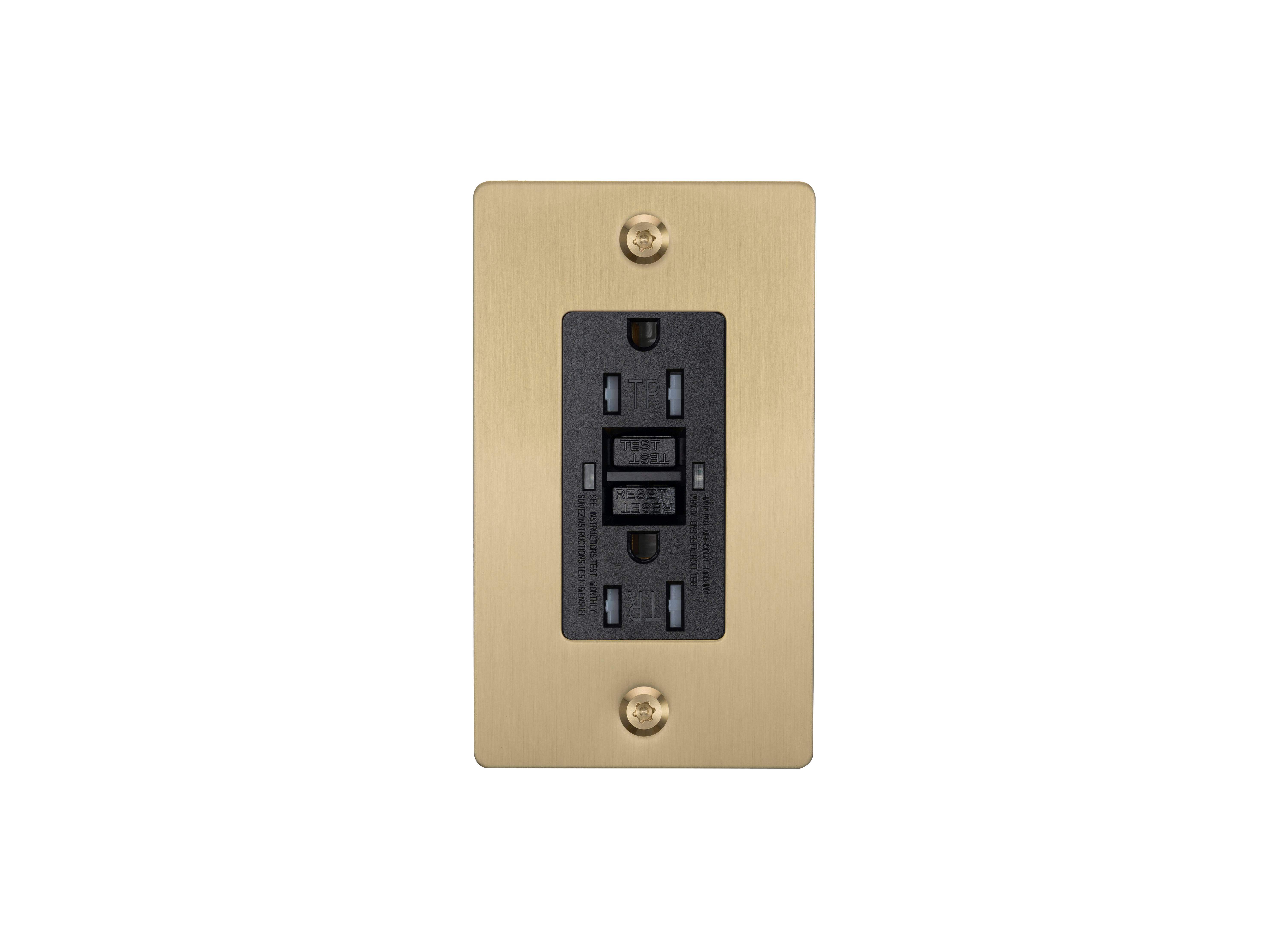 1G Duplex 125 Brass Outlet, GFCI