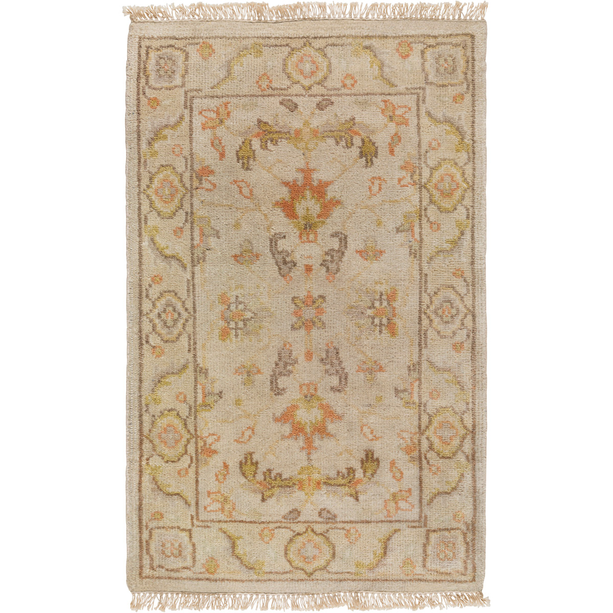 Zeus 69 X 45 inch Neutral and Green Area Rug, Wool