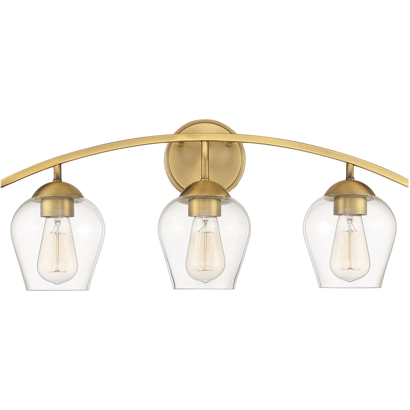 Transitional 3 Light 24 inch Natural Brass Bathroom Vanity Light Wall Light