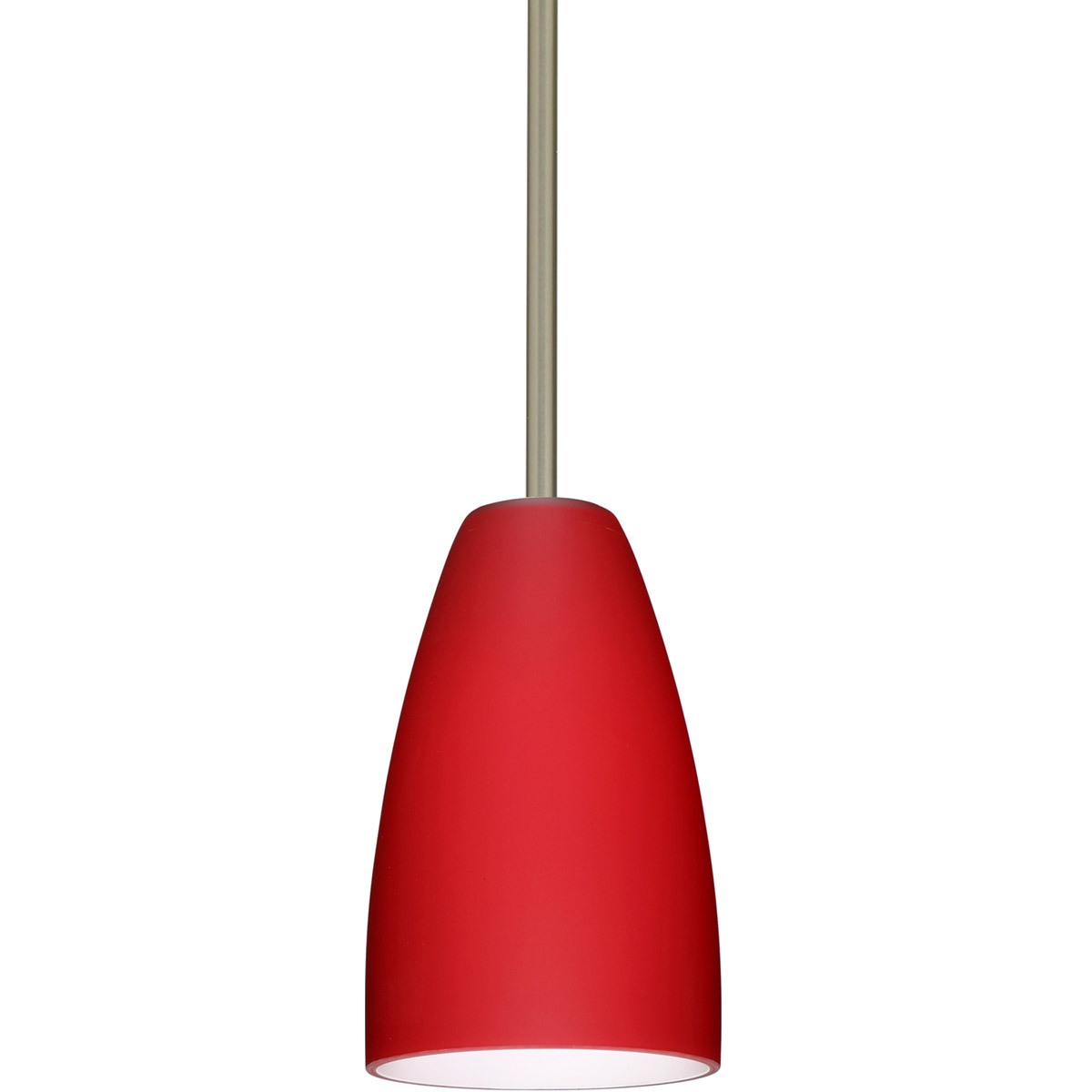 Riva 9 LED Satin Nickel Stem Pendant Ceiling Light in Ruby Matte Glass